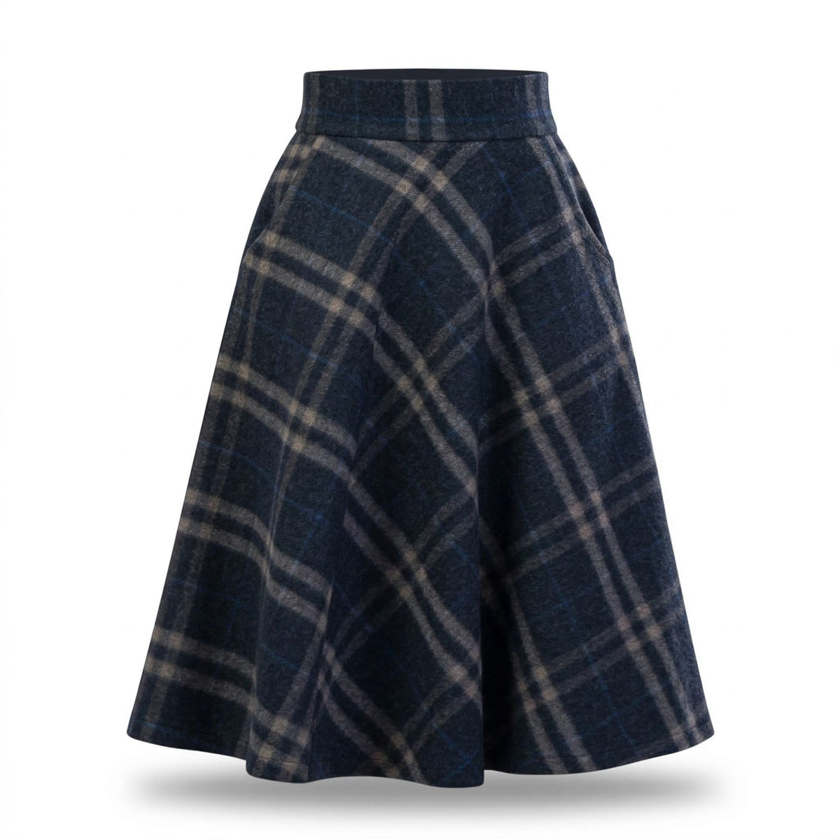 Lily Plaid Wool Midi Skirt
