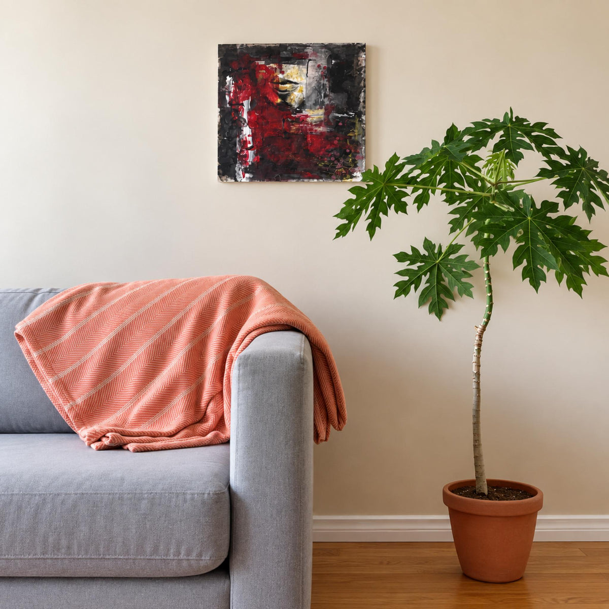 PATRICIA TUDOSA Lips mixed media artwork shown staged in an interior, original art at DOORS NYC