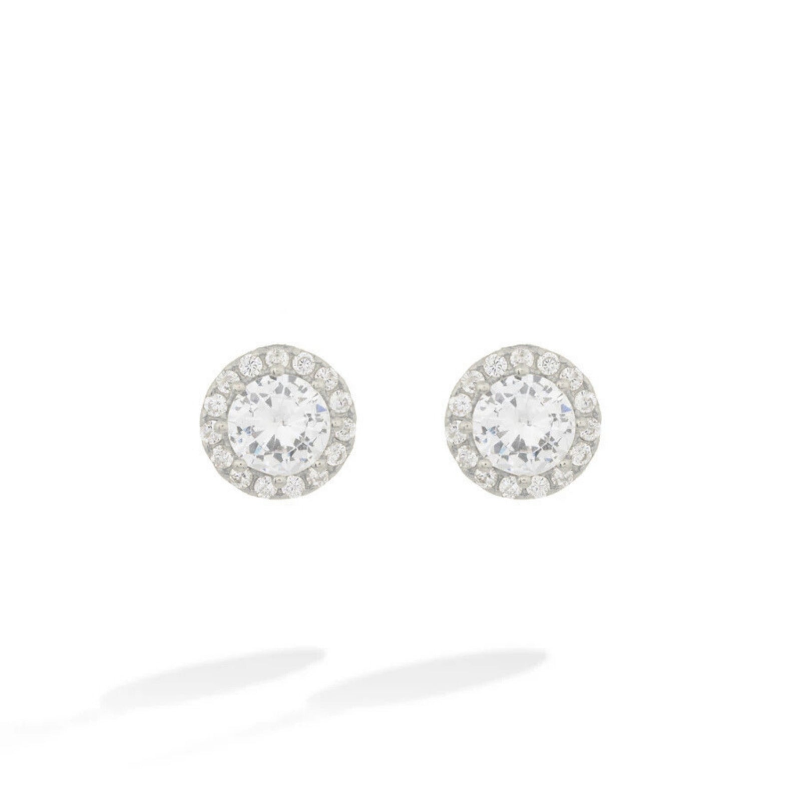 Silver Halo Stud Lomière Earrings with Zirconia