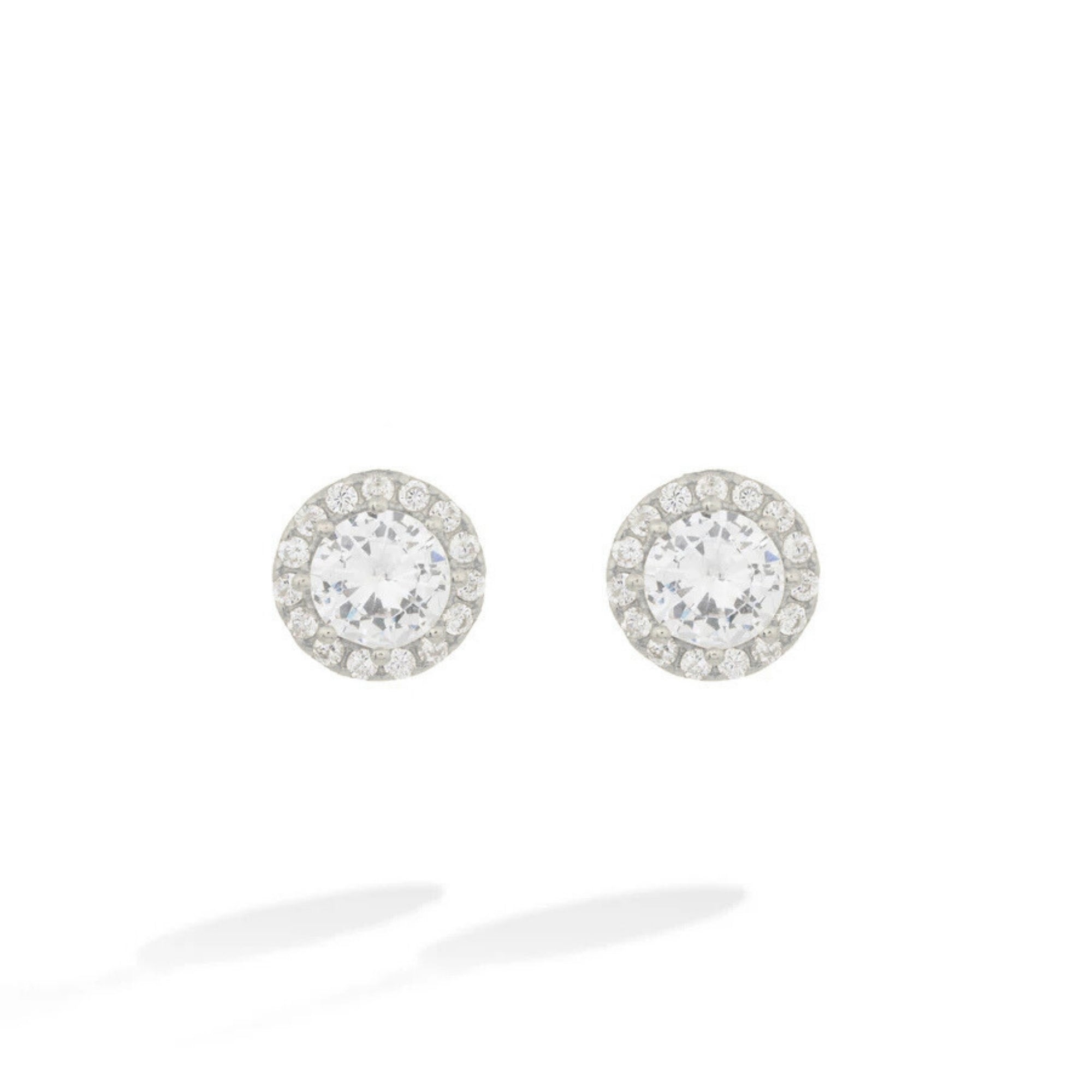 Silver Halo Stud Lomière Earrings with Zirconia