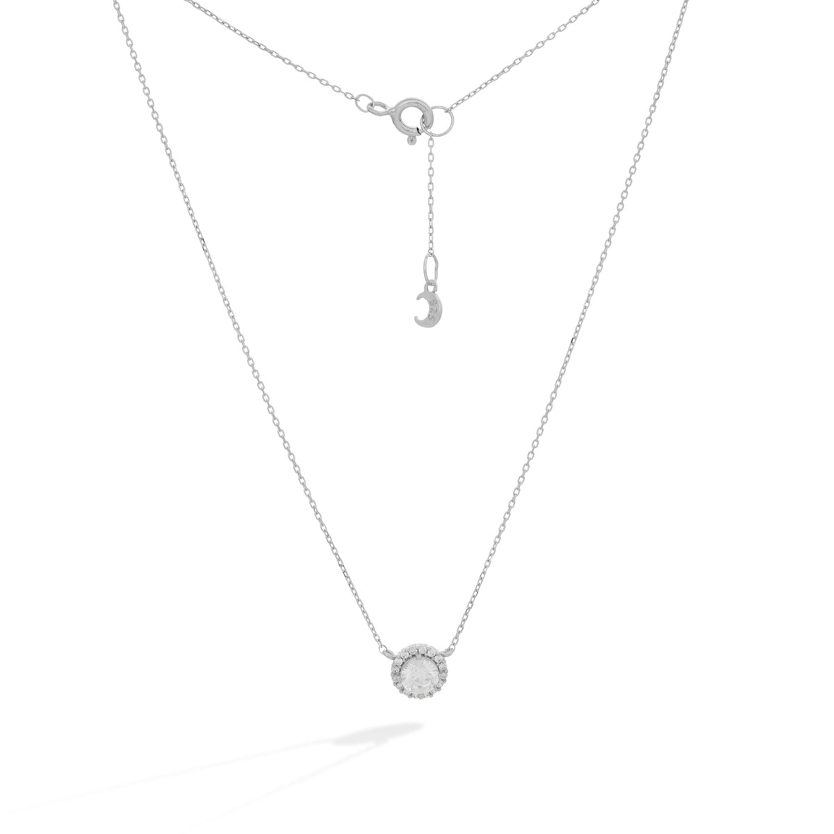 Silver Halo Pendant Lomière Necklace with Cubic Zirconia