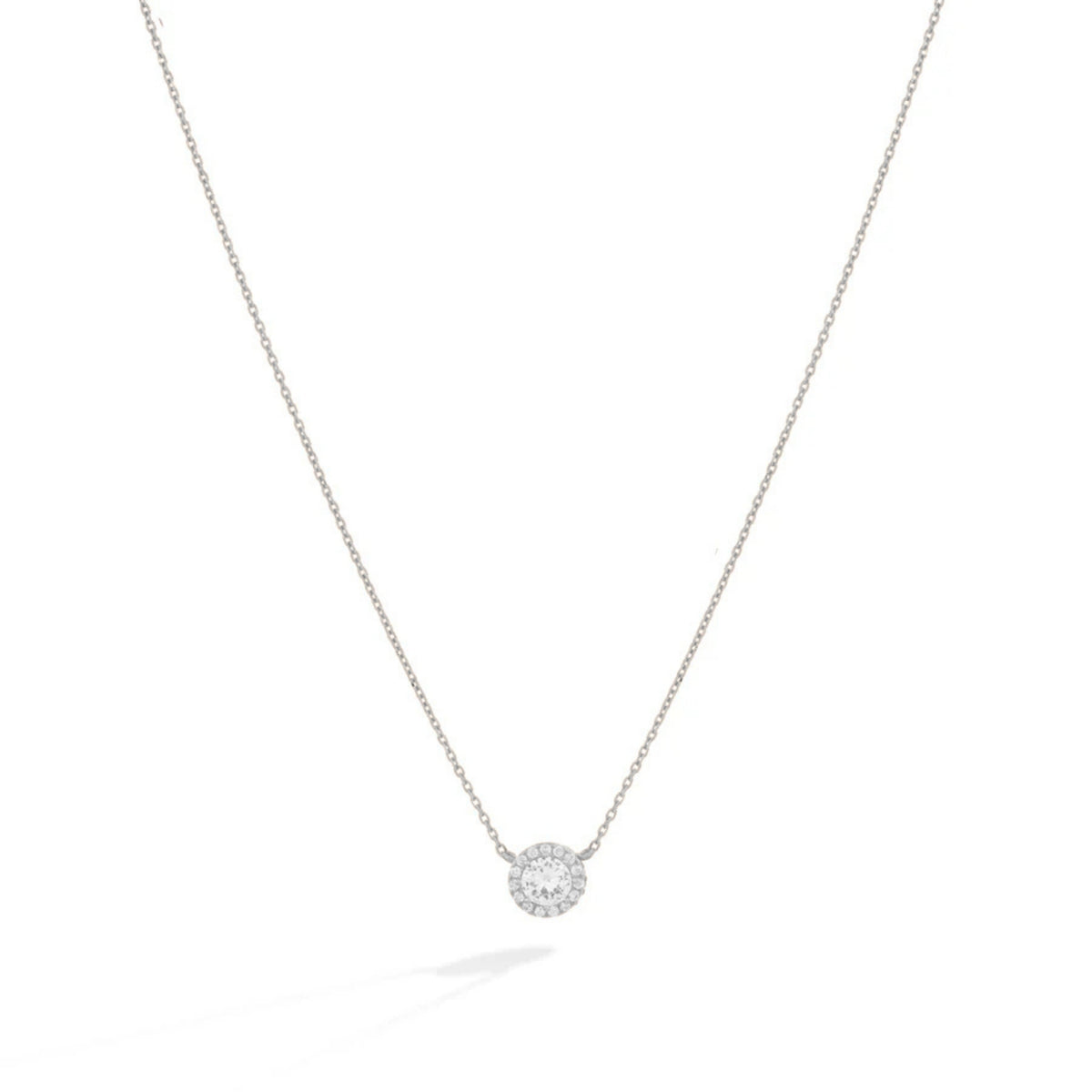 Silver Halo Pendant Lomière Necklace with Cubic Zirconia
