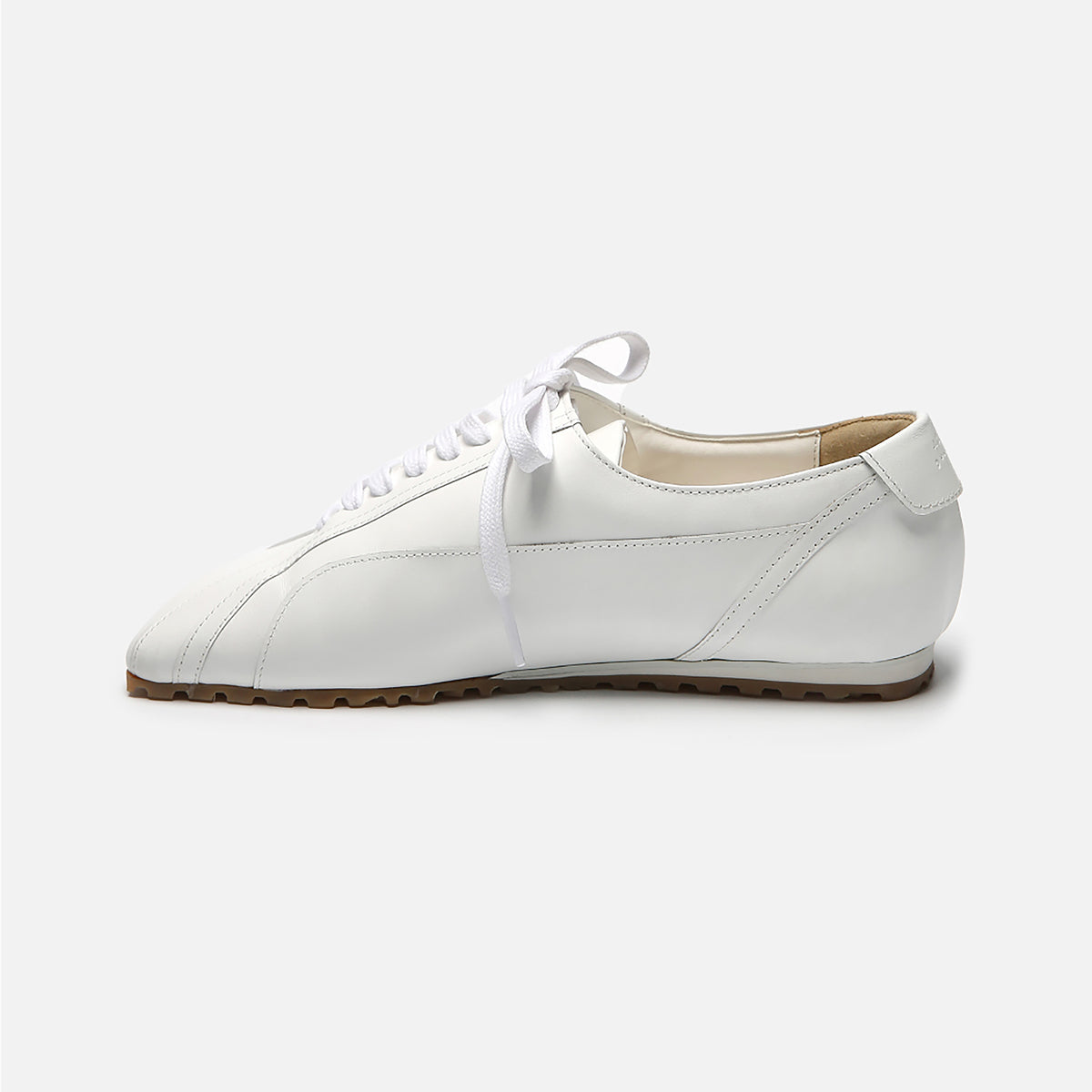 White Leather Minimalist Lace-Up Sneakers