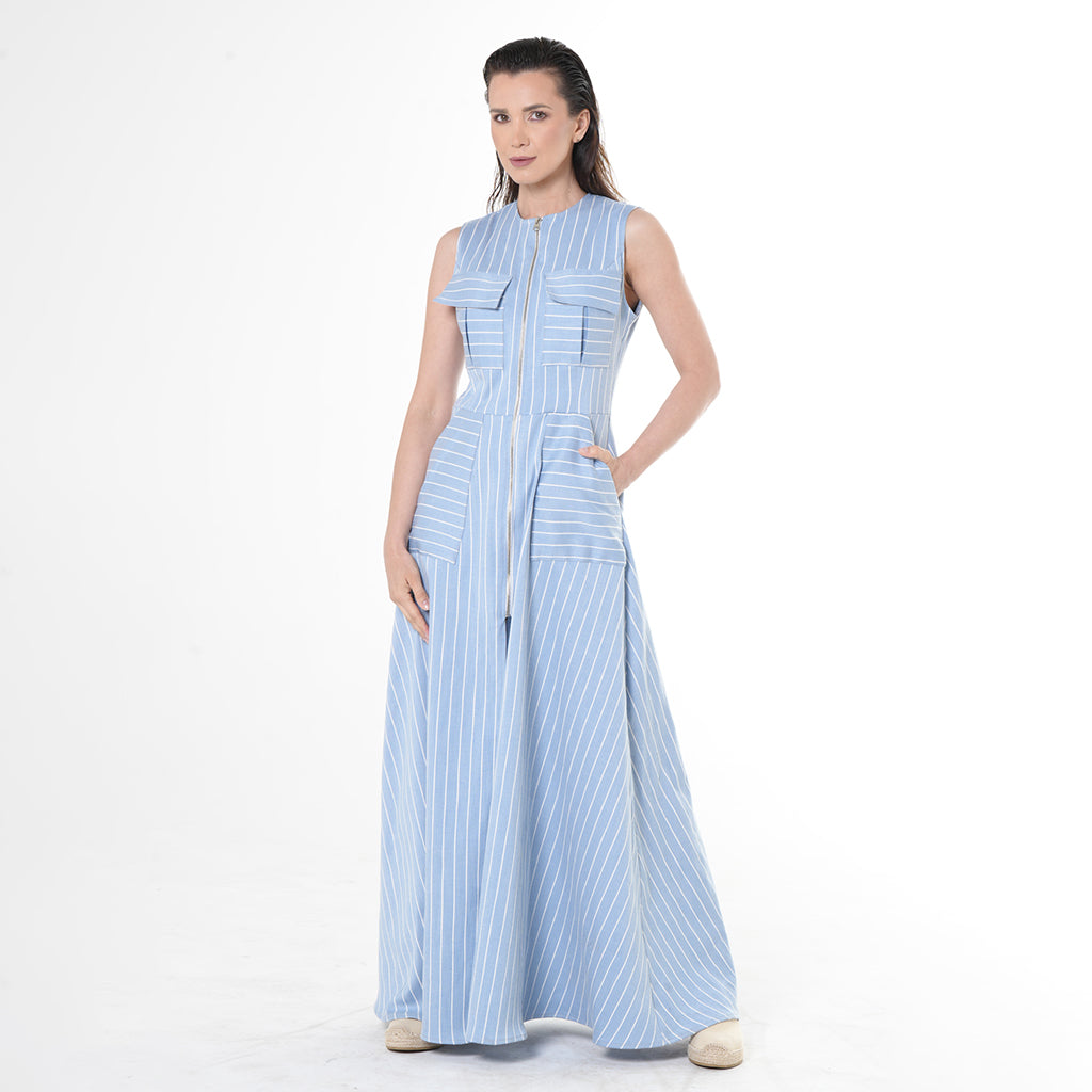 METAMORPHOZA - Long Denim Striped Dress, buy at DOORS NYC