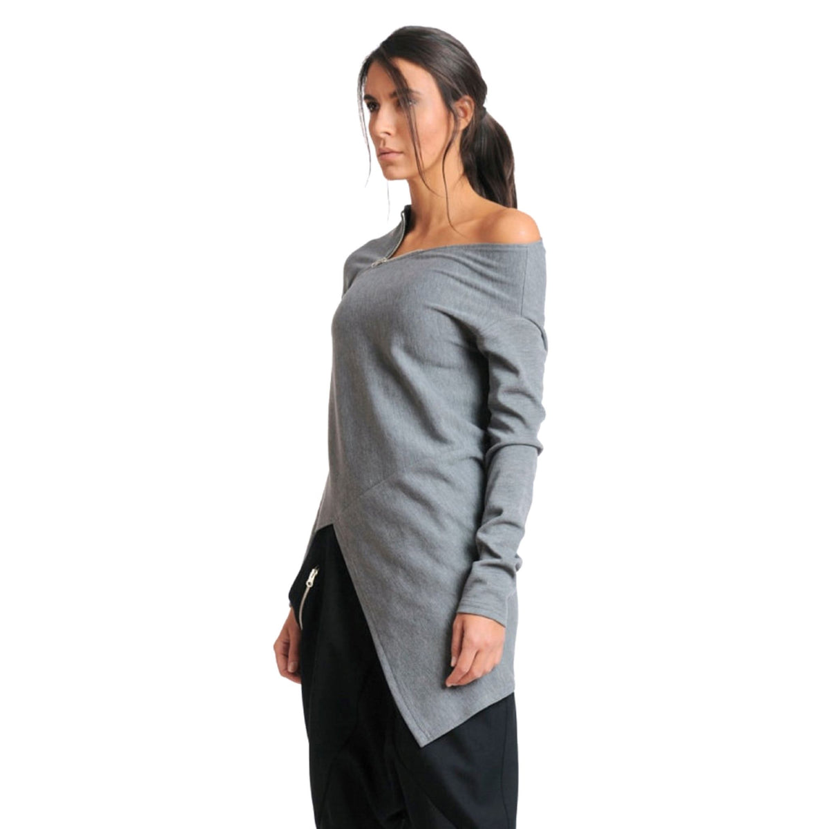 METAMORPHOZA - Longsleeve Asymmetrical Top | Gray, buy at DOORS NYC