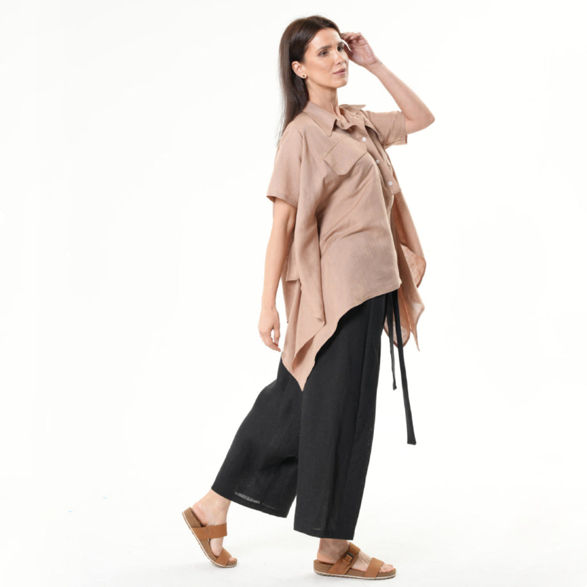 METAMORPHOZA - Loose Linen Shirt | Beige, buy at DOORS NYC