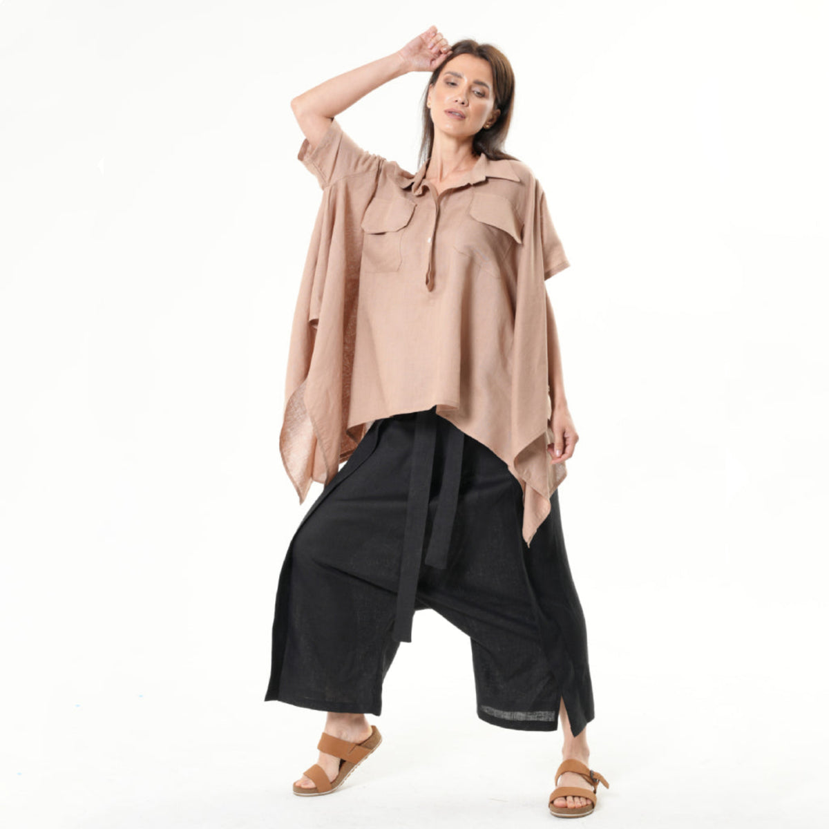 METAMORPHOZA - Loose Linen Shirt | Beige, buy at DOORS NYC