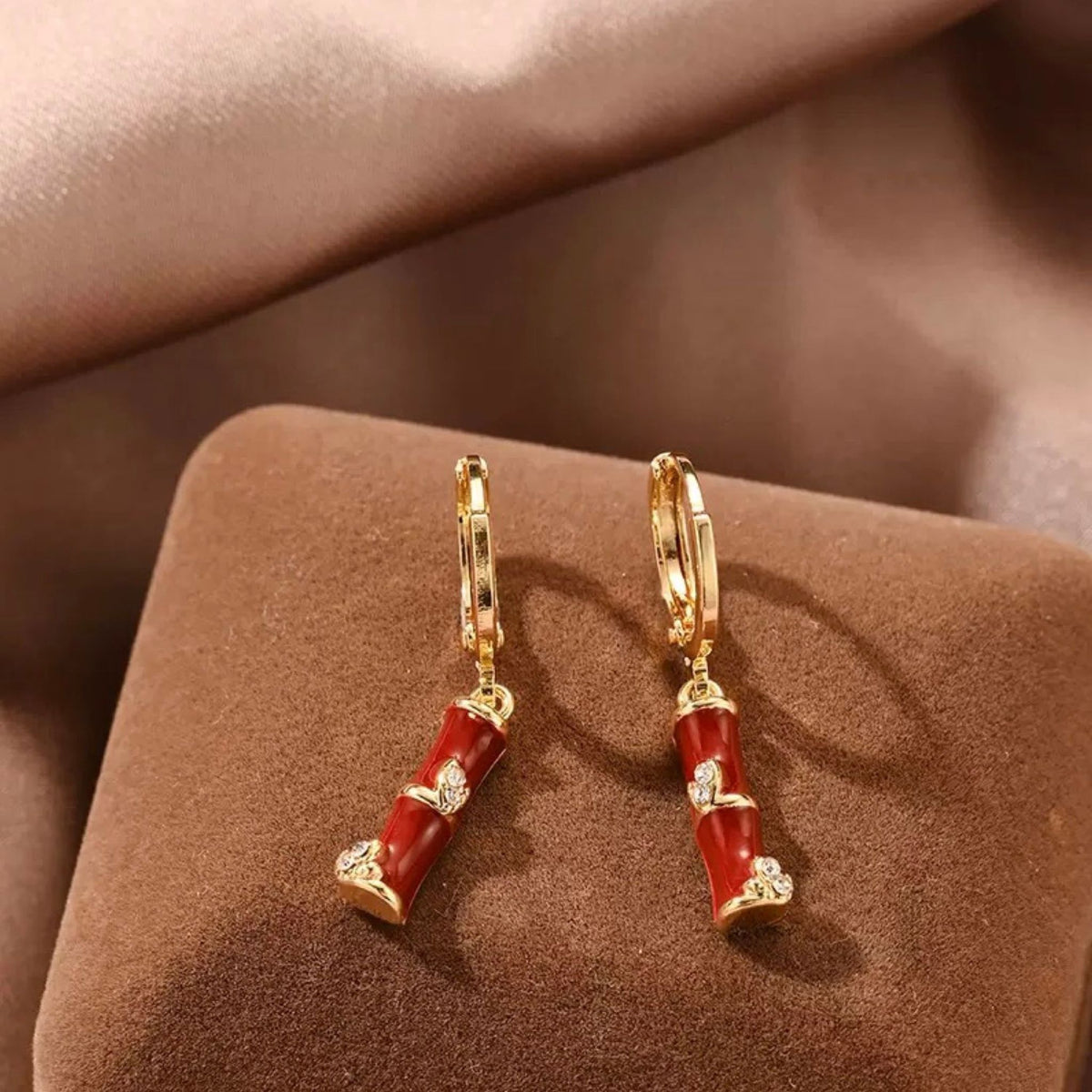 WJY STUDIO - Bamboo Red Earring, buy at DOORS NYC