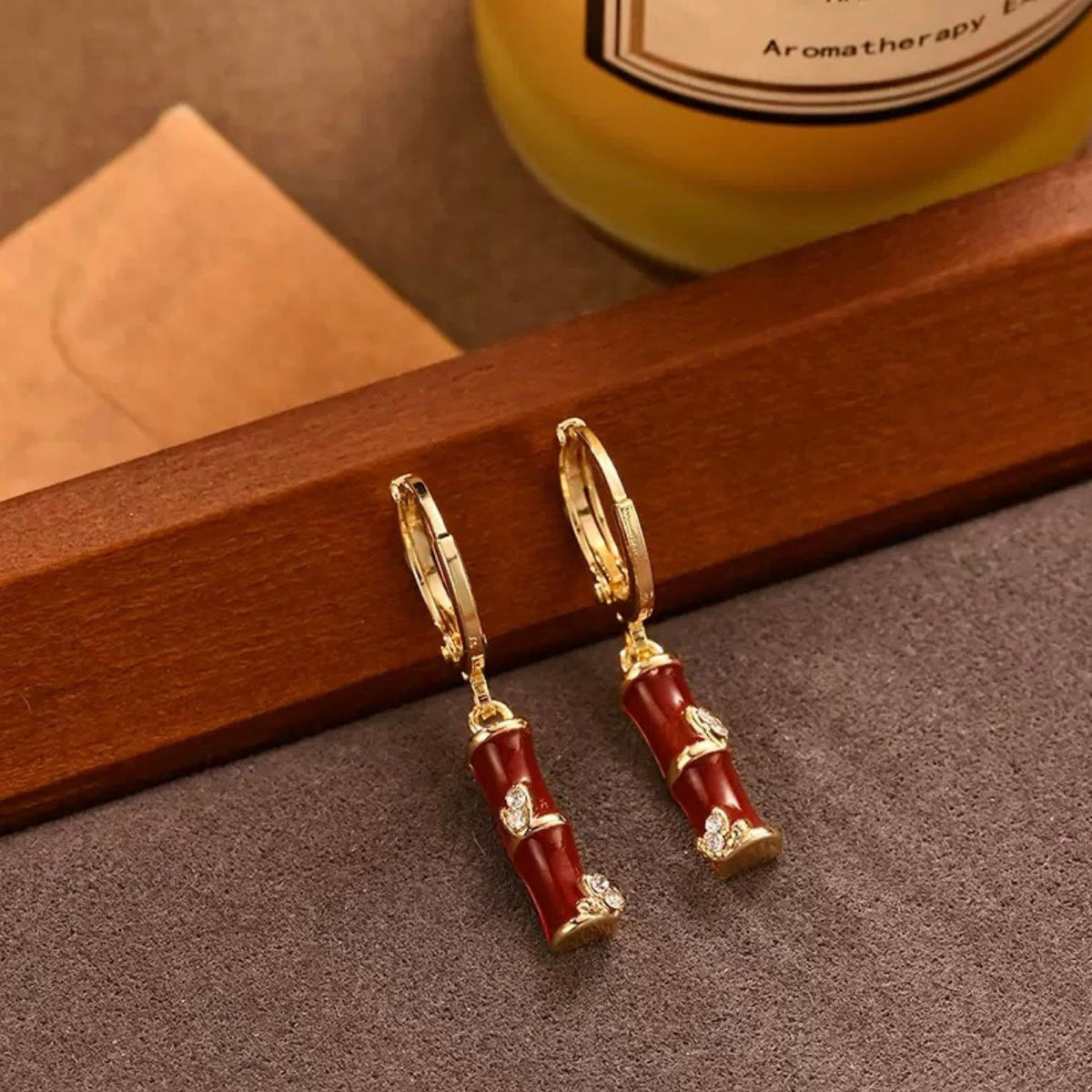 WJY STUDIO - Bamboo Red Earring, buy at DOORS NYC