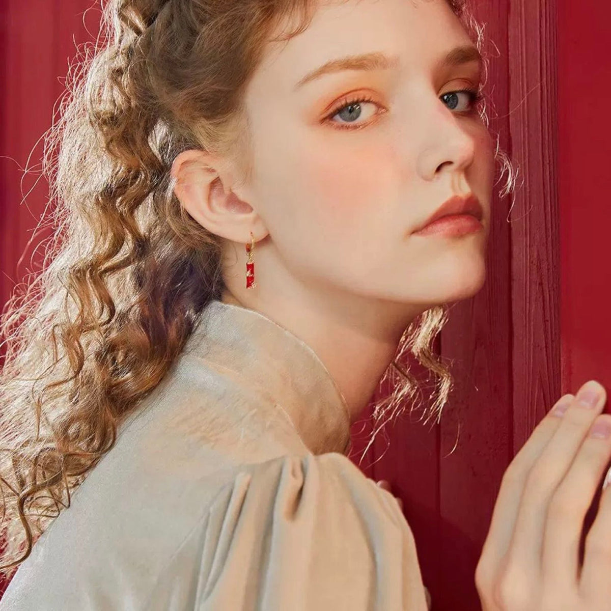 WJY STUDIO - Bamboo Red Earring, buy at DOORS NYC