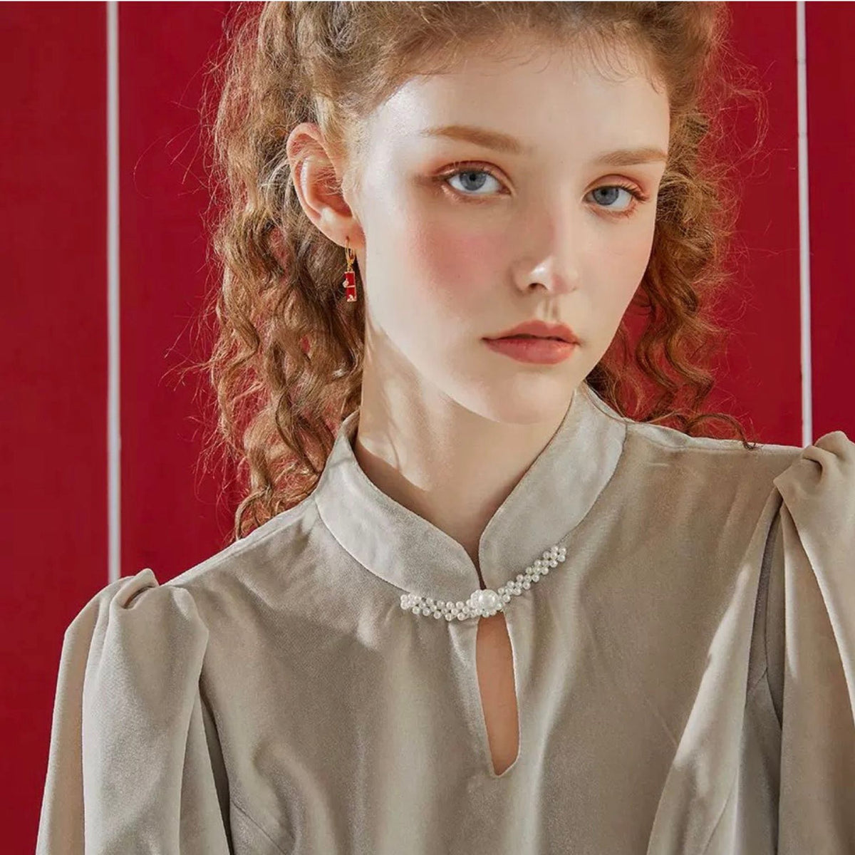 WJY STUDIO - Bamboo Red Earring, buy at DOORS NYC