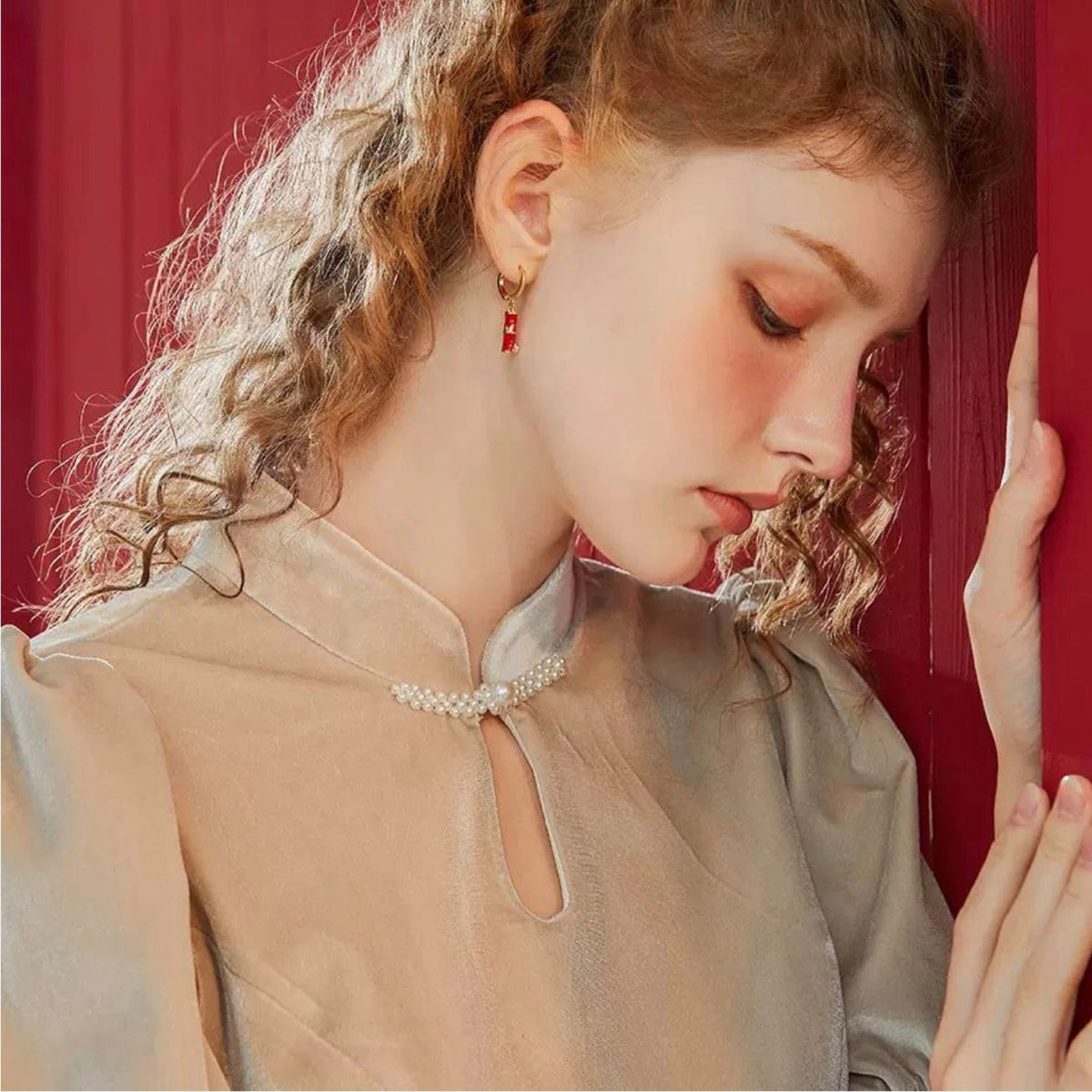 WJY STUDIO - Bamboo Red Earring, buy at DOORS NYC