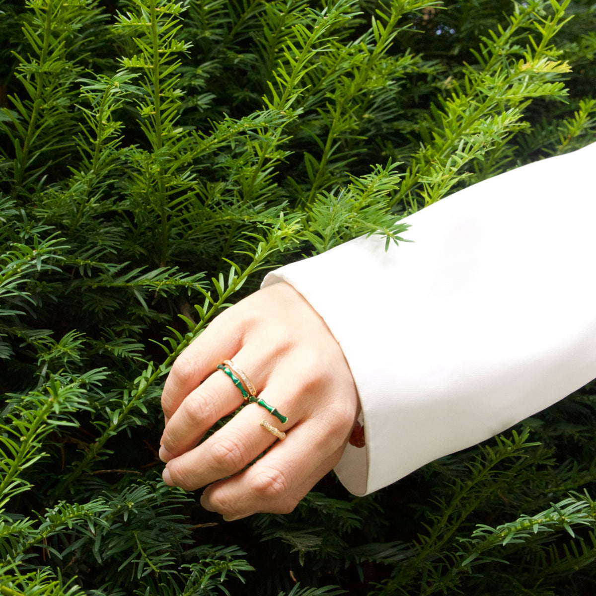 Bamboo Green Double Enamel BandRing