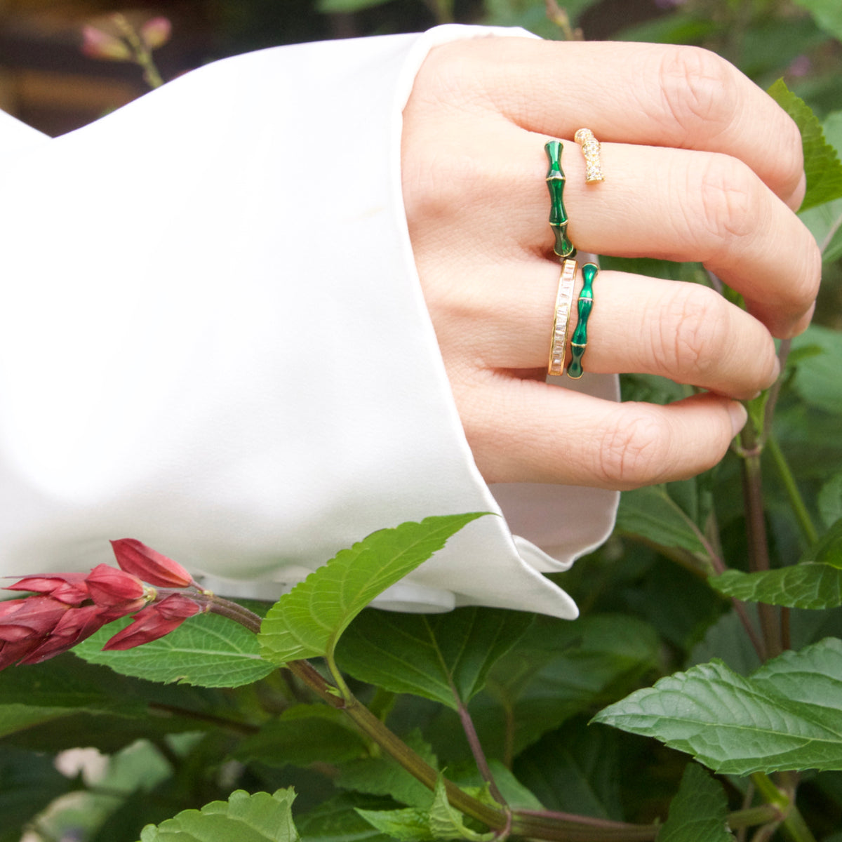 Bamboo Green Double Enamel BandRing