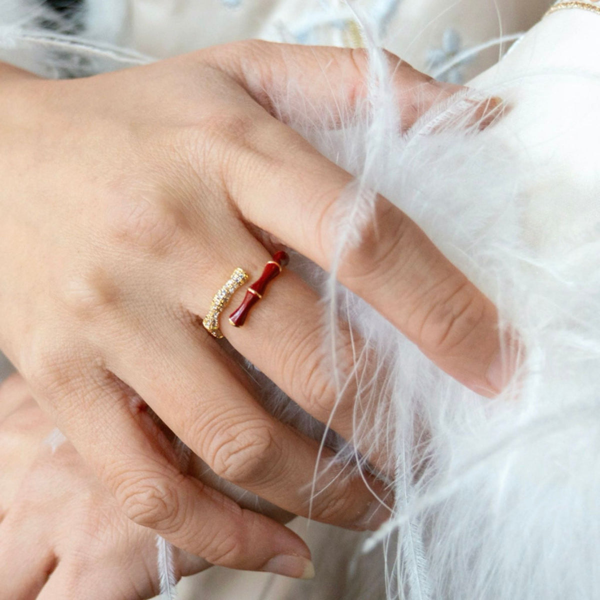 WJY STUDIO - Bamboo Red Ring, buy at DOORS NYC