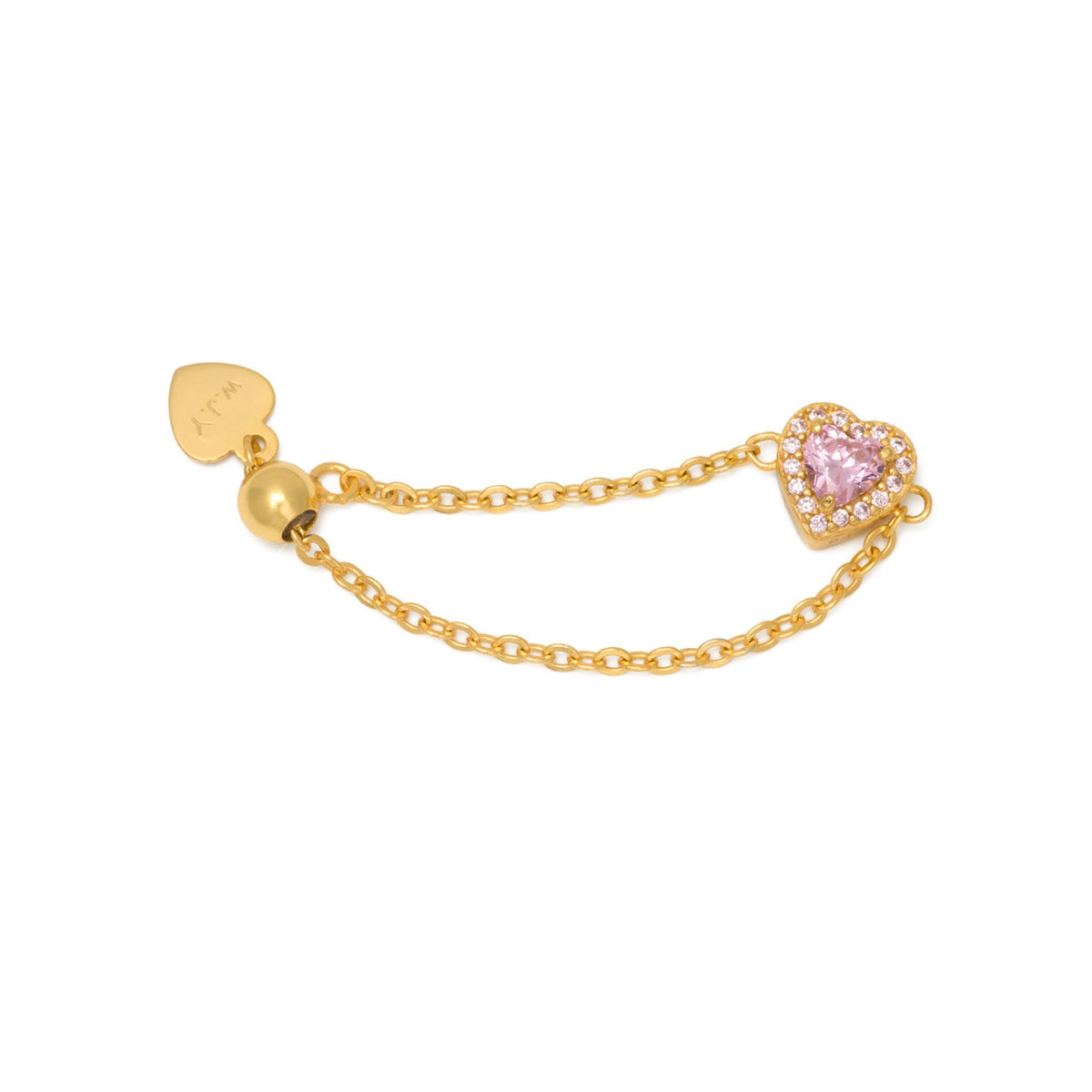 WJY STUDIO - Pink Heart Birthstone Gold Zipper Ring, buy at DOORS NYC