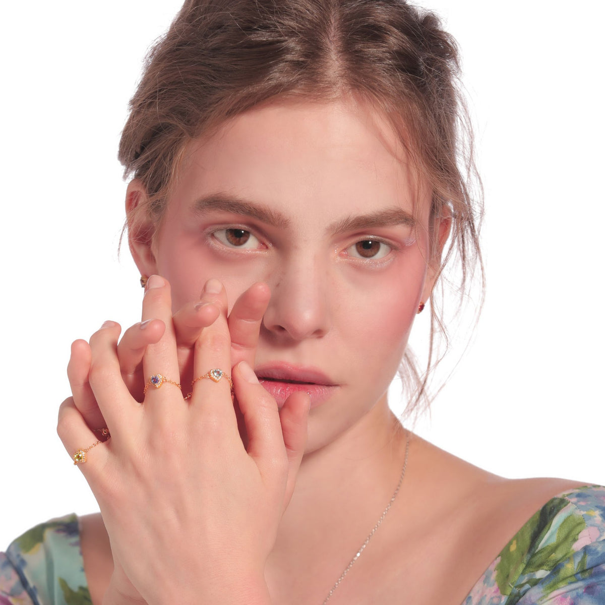 WJY STUDIO - Amethyst Heart Birthstone Gold Zipper Ring, buy at DOORS NYC