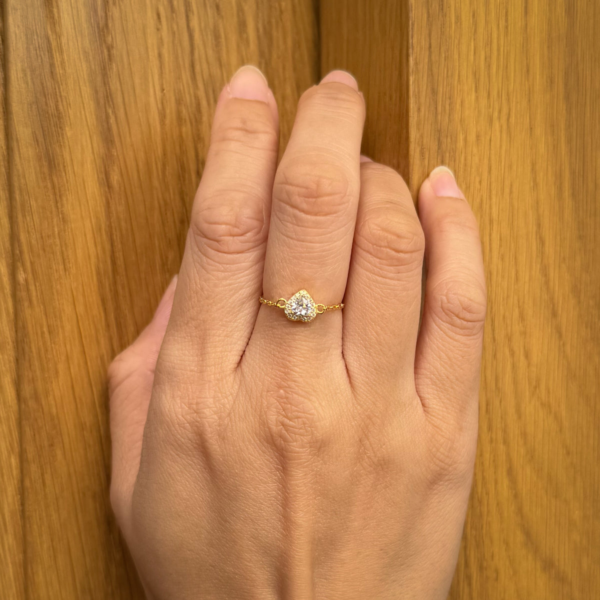 WJY STUDIO - White Diamond Heart Birthstone Gold Zipper Ring, buy at DOORS NYC