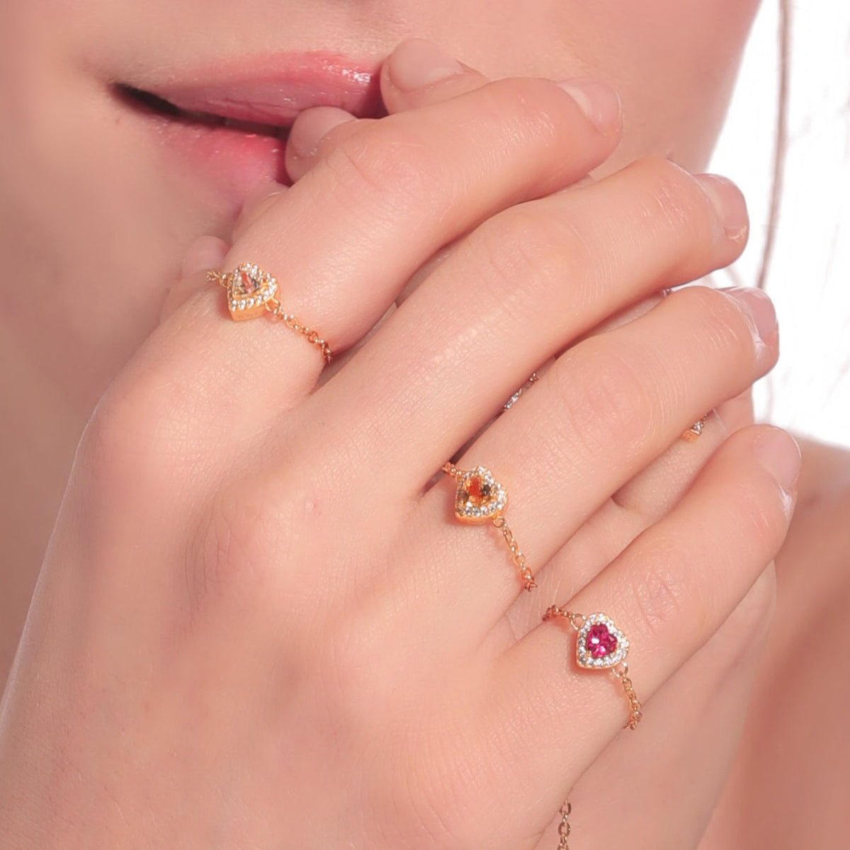 WJY STUDIO - Yellow Heart Birthstone Gold Zipper Ring, buy at DOORS NYC