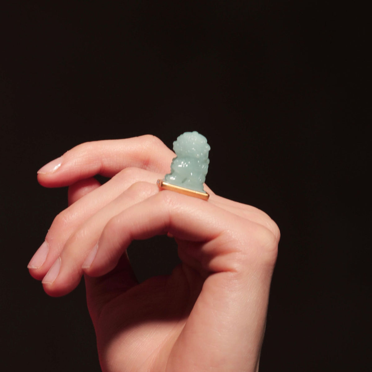 WJY STUDIO - Lion Guardianship Adjustable Jade Ring, buy at DOORS NYC