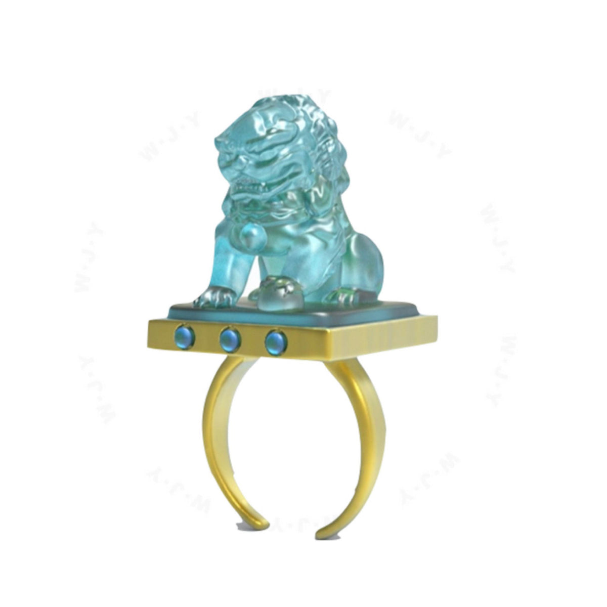 WJY STUDIO - Lion Guardianship Adjustable Jade Ring, buy at DOORS NYC