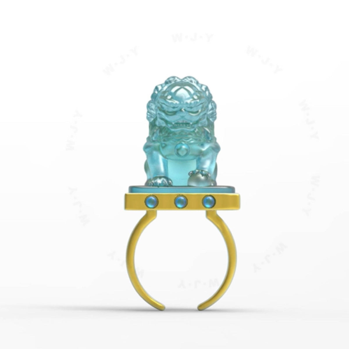 WJY STUDIO - Lion Guardianship Adjustable Jade Ring, buy at DOORS NYC