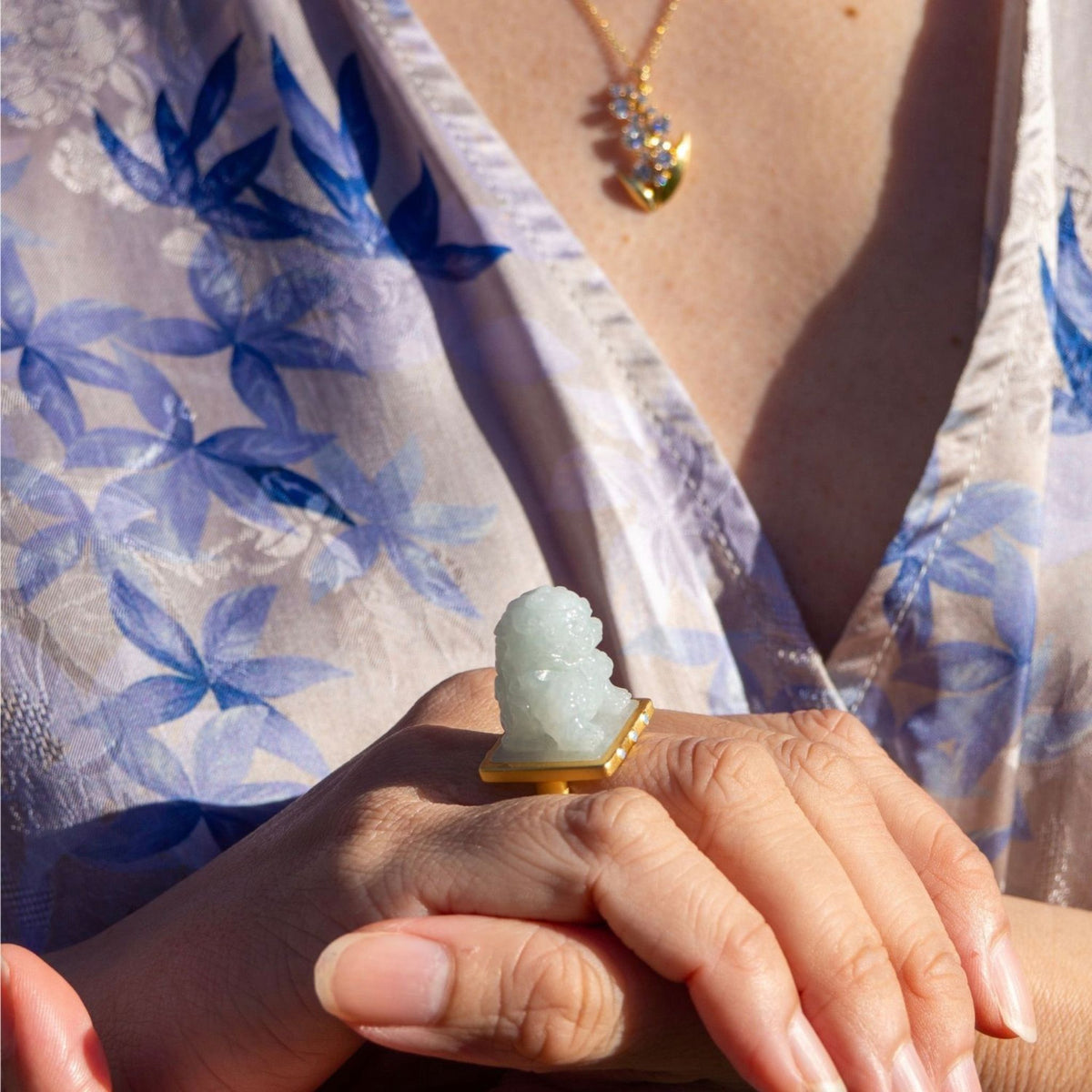 WJY STUDIO - Lion Guardianship Adjustable Jade Ring, buy at DOORS NYC