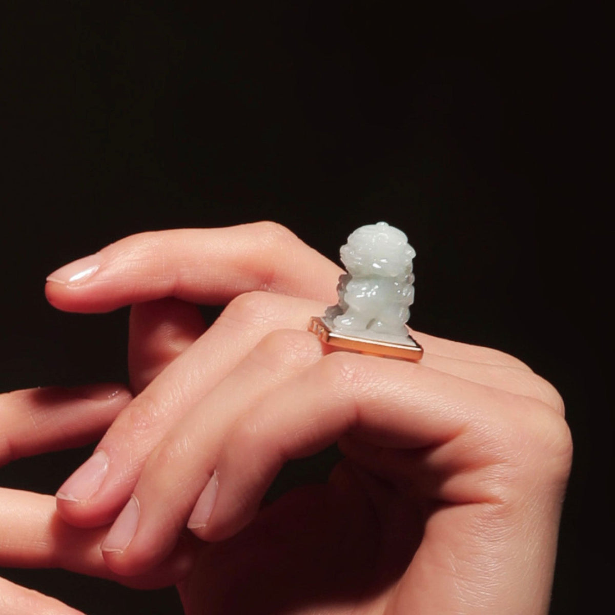 WJY STUDIO - Lion Guardianship Adjustable Jade Ring, buy at DOORS NYC