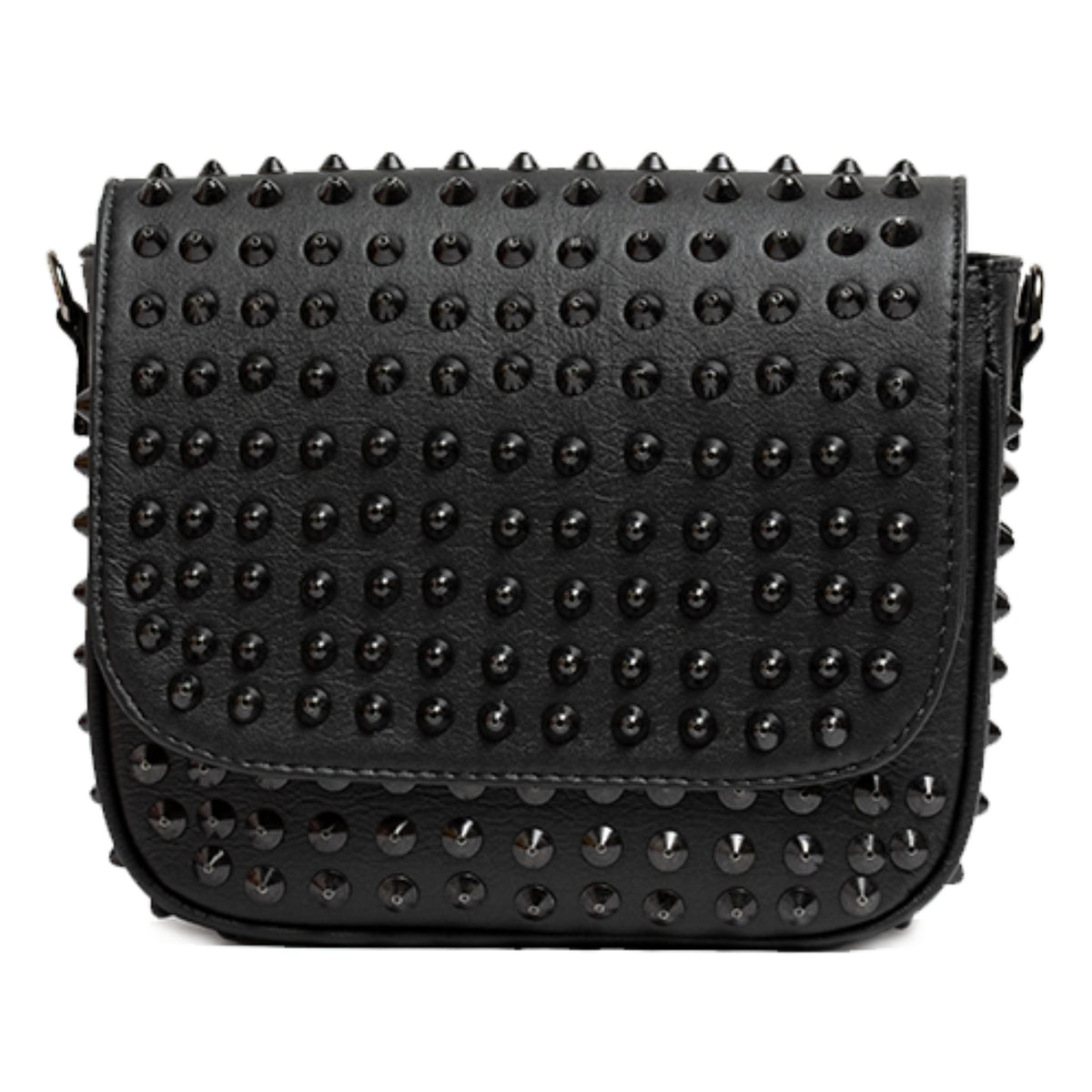 MVLUCKY - Black Studded Vegan Leather Crossbody With Chain Strap, buy at DOORS NYC