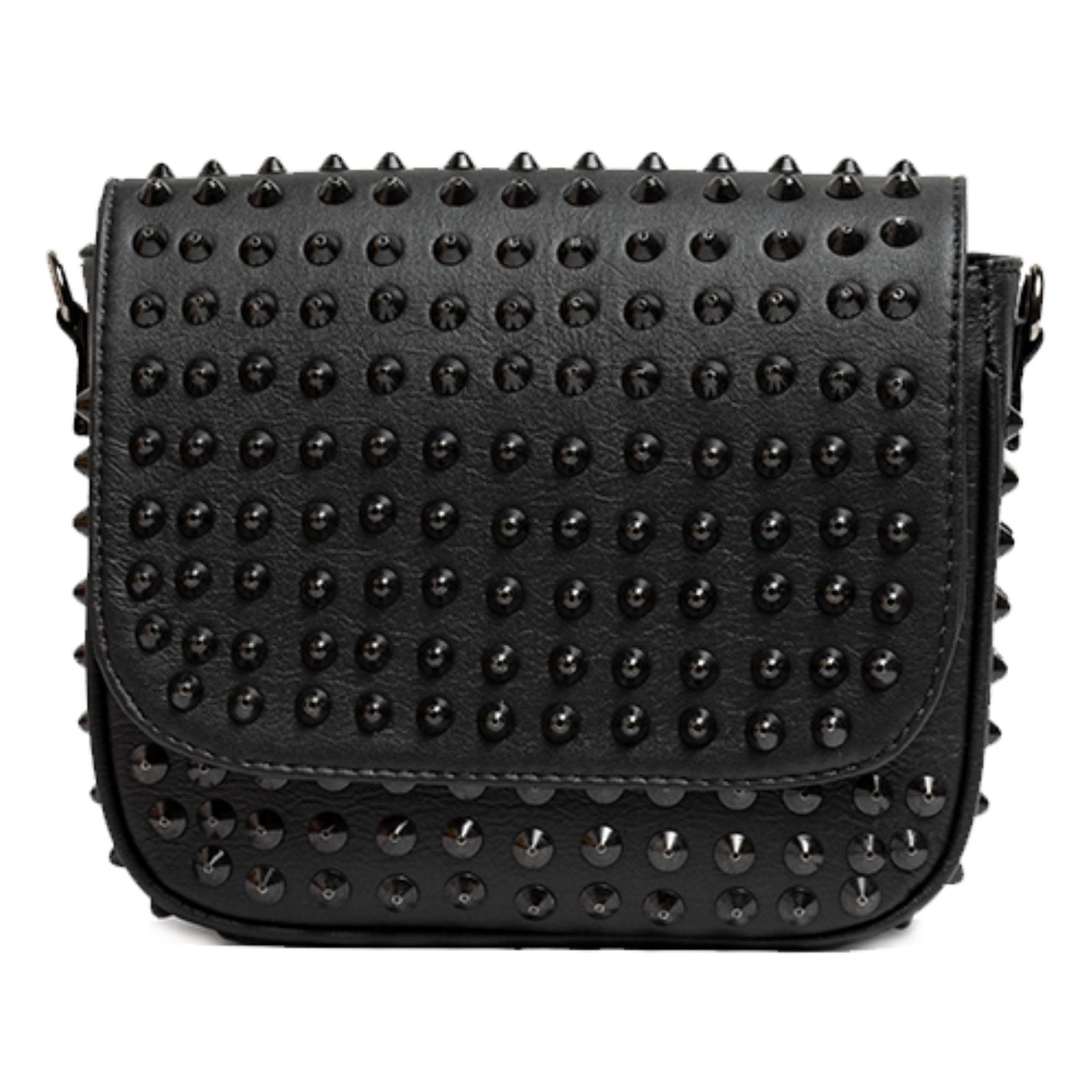 MVLUCKY - Black Studded Vegan Leather Crossbody With Chain Strap, buy at DOORS NYC