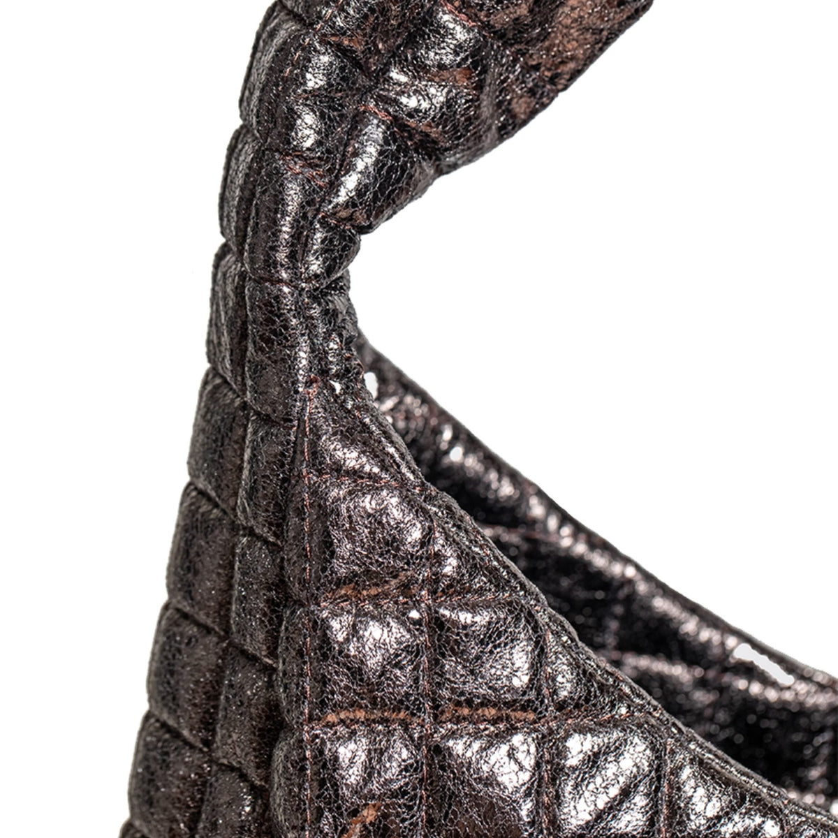 MVLUCKY - Metallic Quilted Nylon Shoulder Flow Bag With Magnetic Closure, buy at DOORS NYC