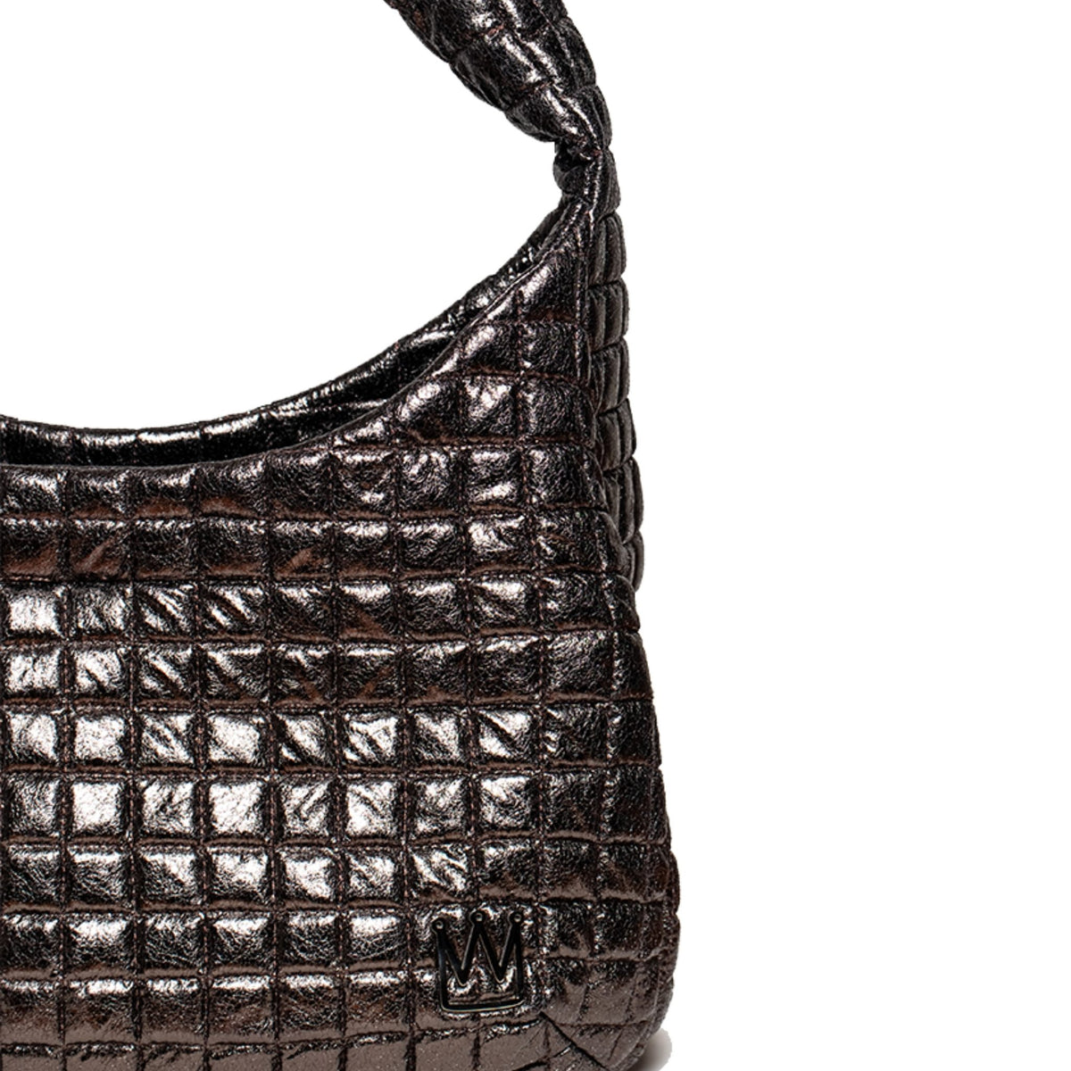 MVLUCKY - Metallic Quilted Nylon Shoulder Flow Bag With Magnetic Closure, buy at DOORS NYC