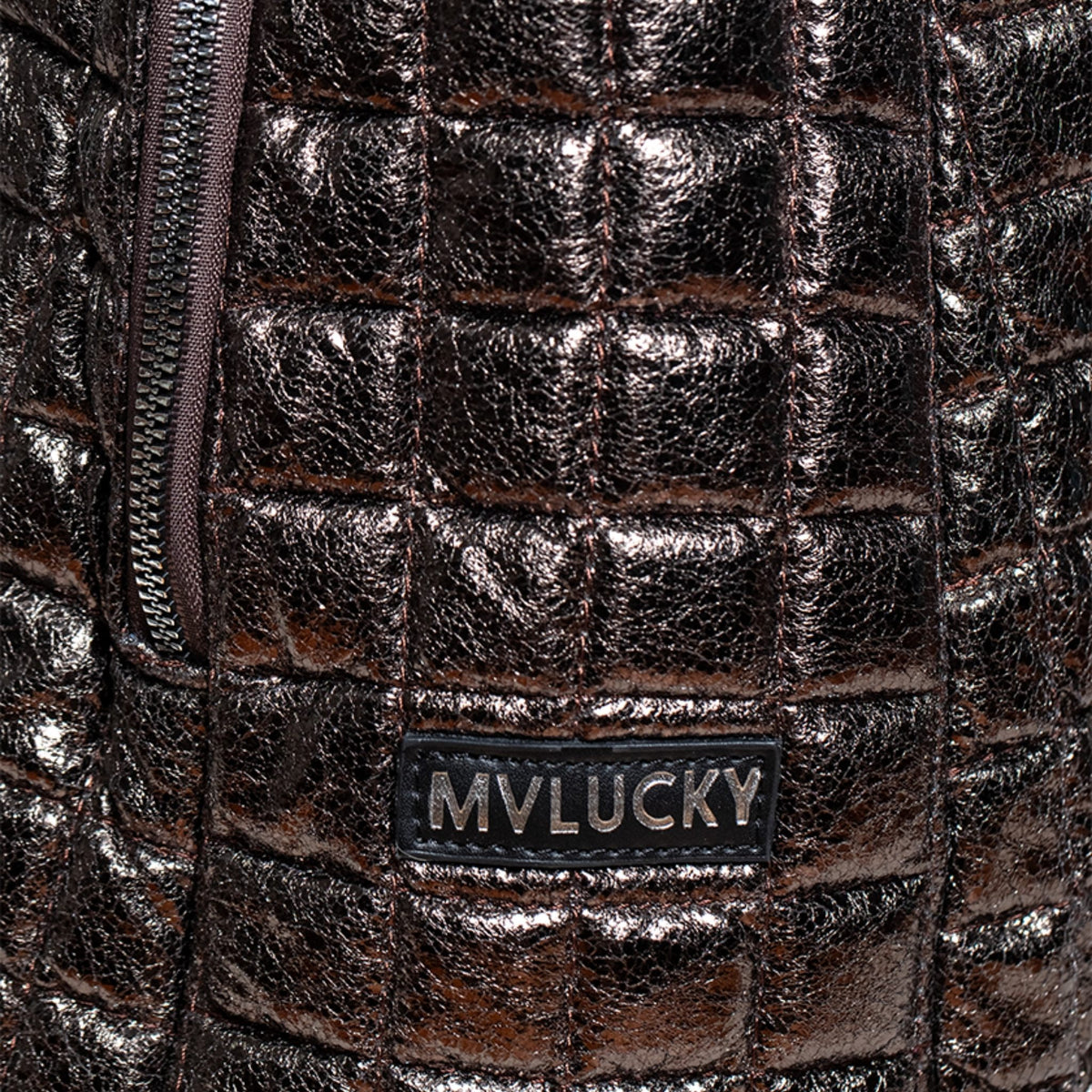MVLUCKY - Metallic Quilted Nylon Shoulder Flow Bag With Magnetic Closure, buy at DOORS NYC