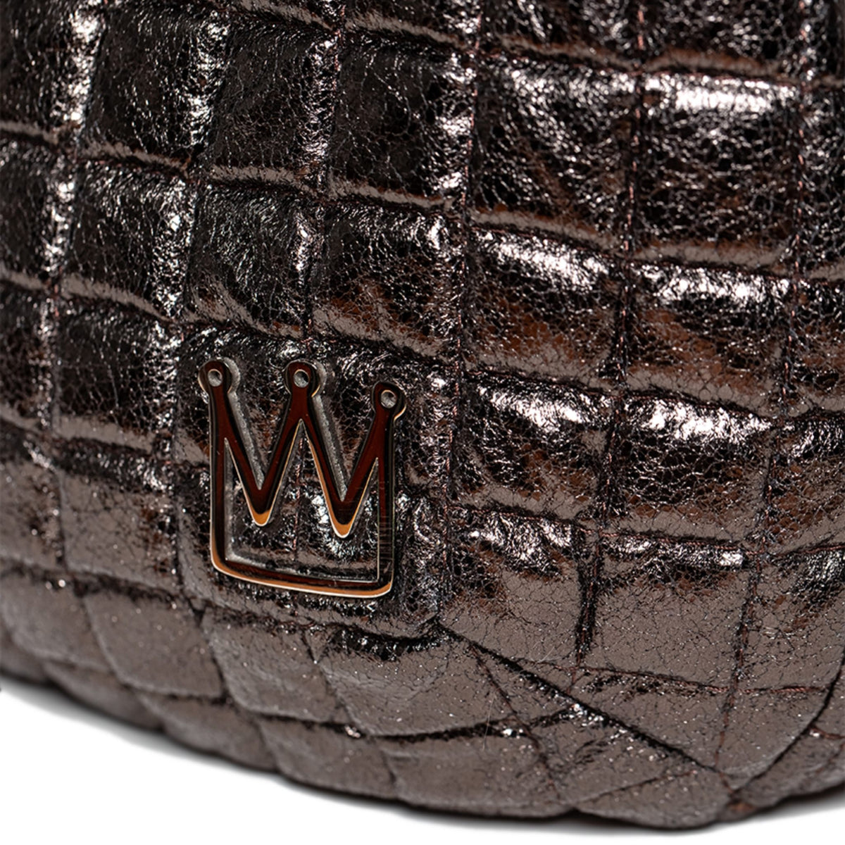 MVLUCKY - Metallic Quilted Nylon Shoulder Flow Bag With Magnetic Closure, buy at DOORS NYC