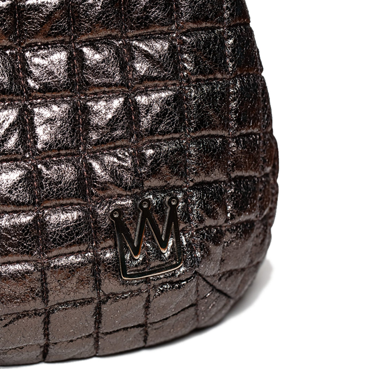 MVLUCKY - Metallic Quilted Nylon Shoulder Flow Bag With Magnetic Closure, buy at DOORS NYC