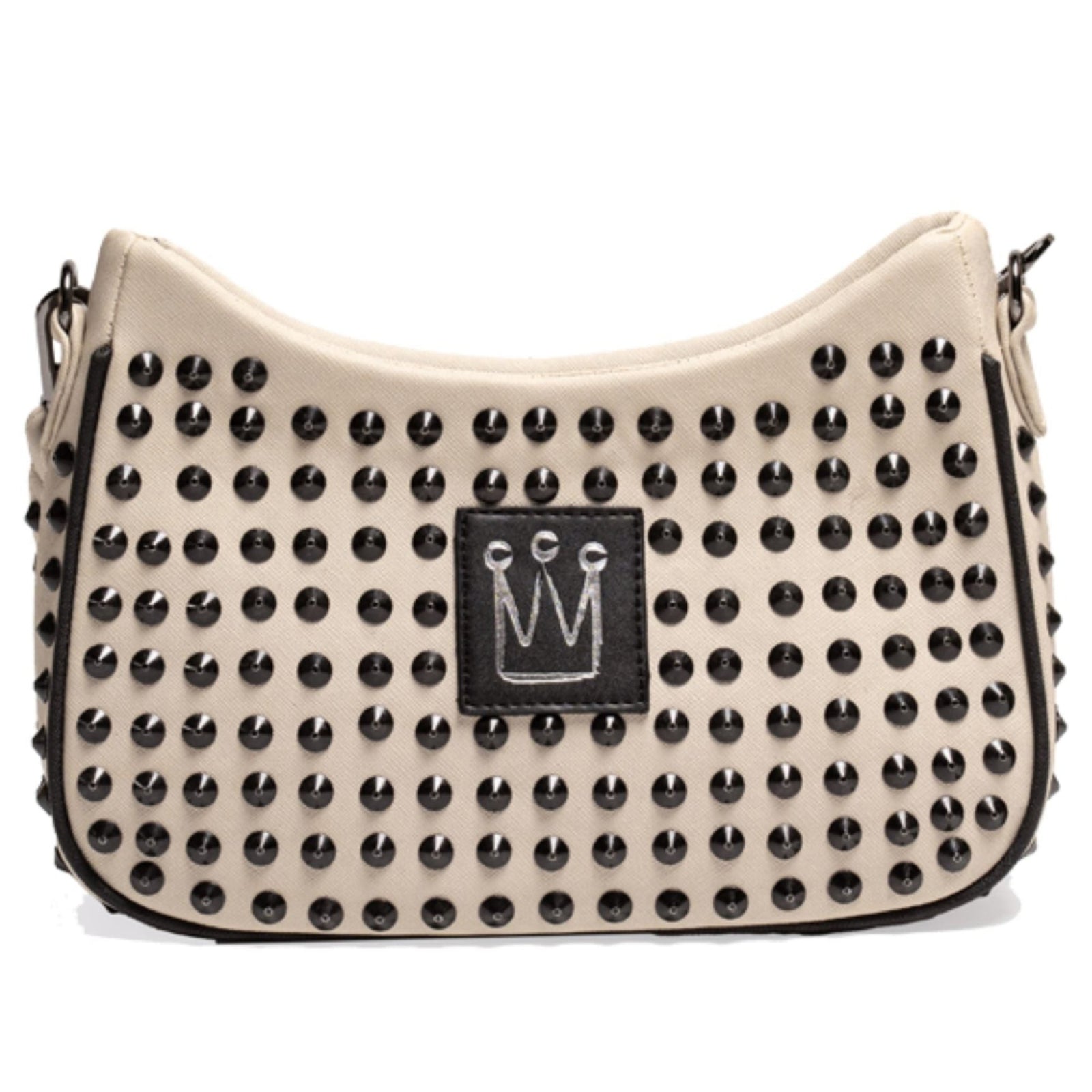 MVLUCKY - Champagne Studded Vegan Leather Glam Bag With Removable Straps, buy at DOORS NYC