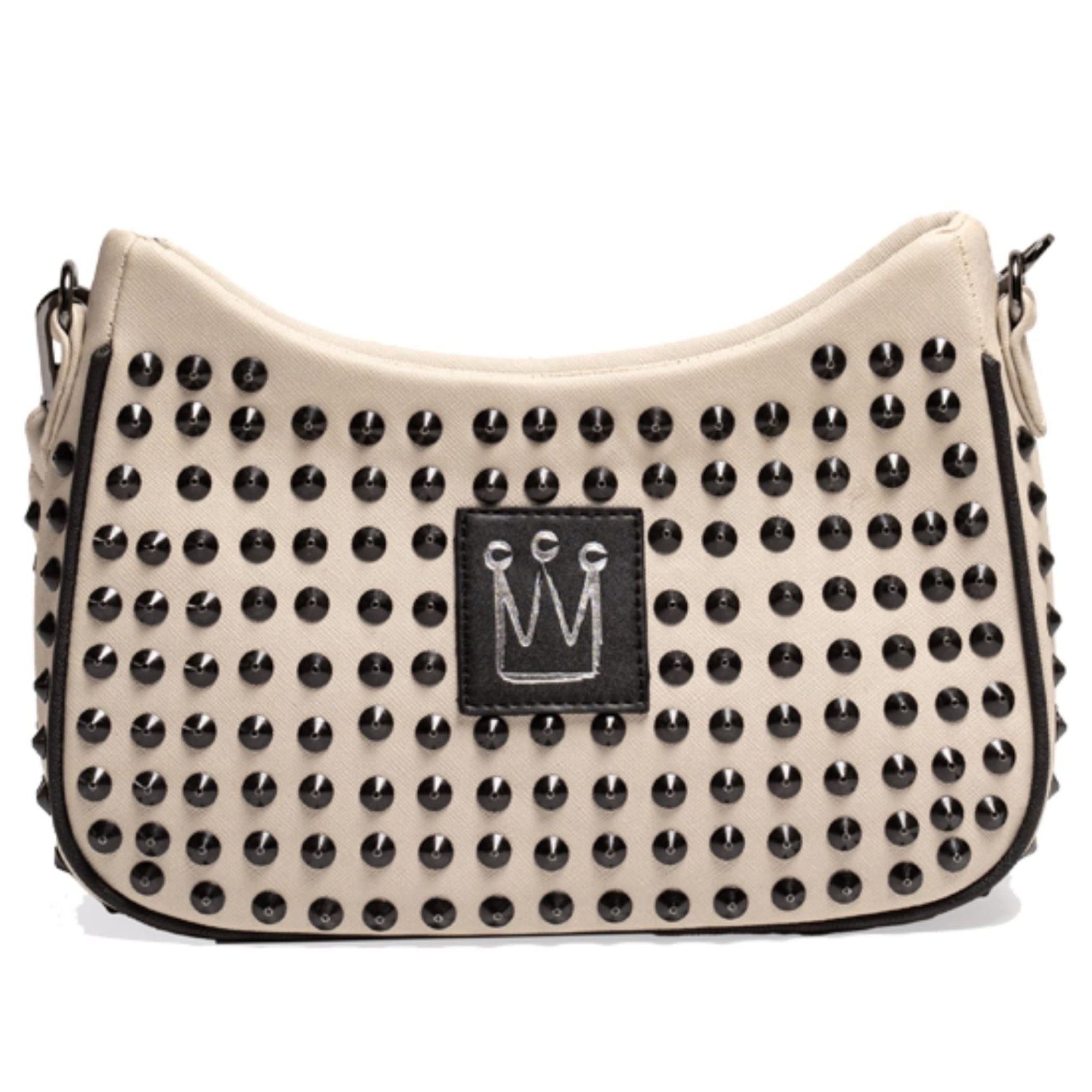 MVLUCKY - Champagne Studded Vegan Leather Glam Bag With Removable Straps, buy at DOORS NYC