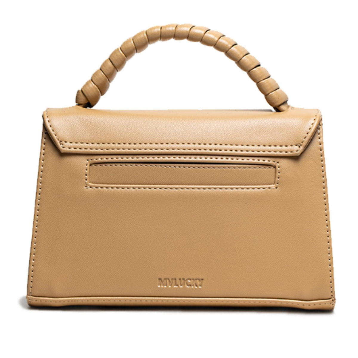 MVLUCKY - Soft-Mango Vegan Leather Paris Clutch With Beaded Handle, buy at DOORS NYC