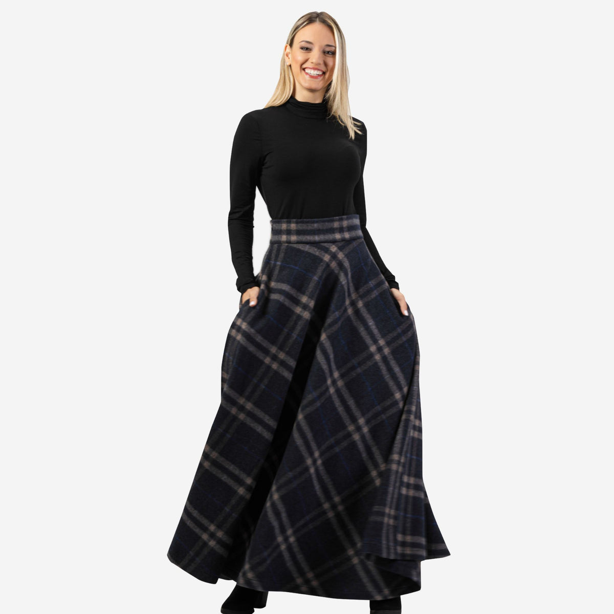 Magnolia Plaid High Waist Wool Skirt