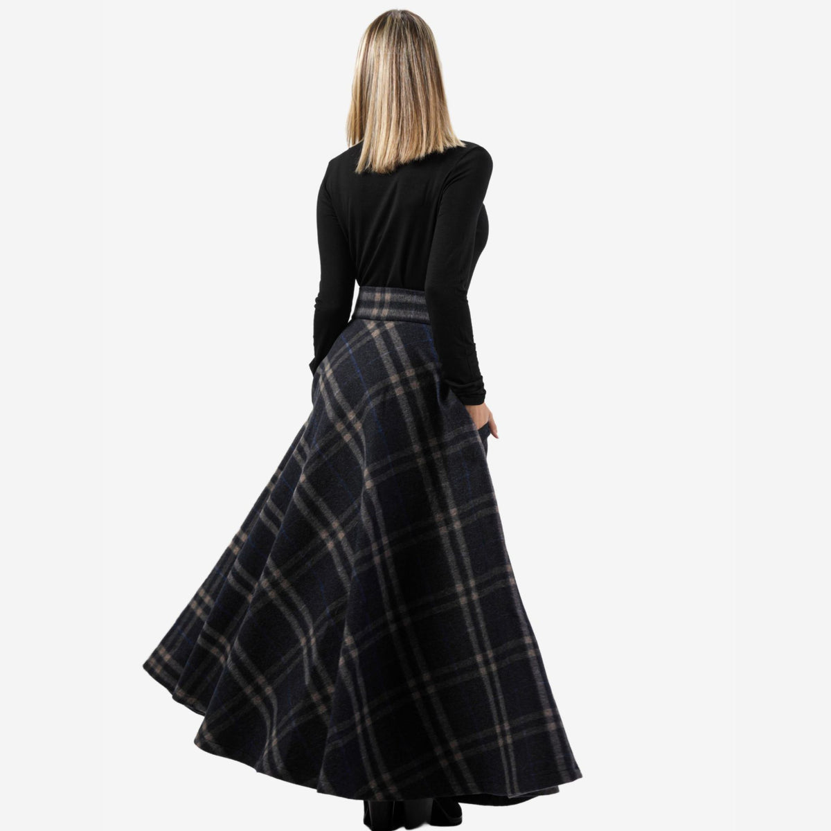 Magnolia Plaid High Waist Wool Skirt