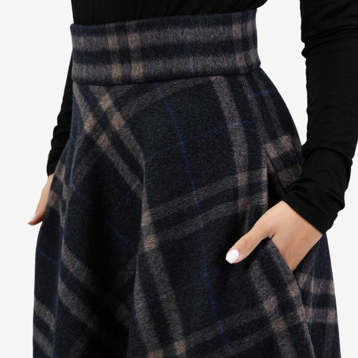 Magnolia Plaid High Waist Wool Skirt