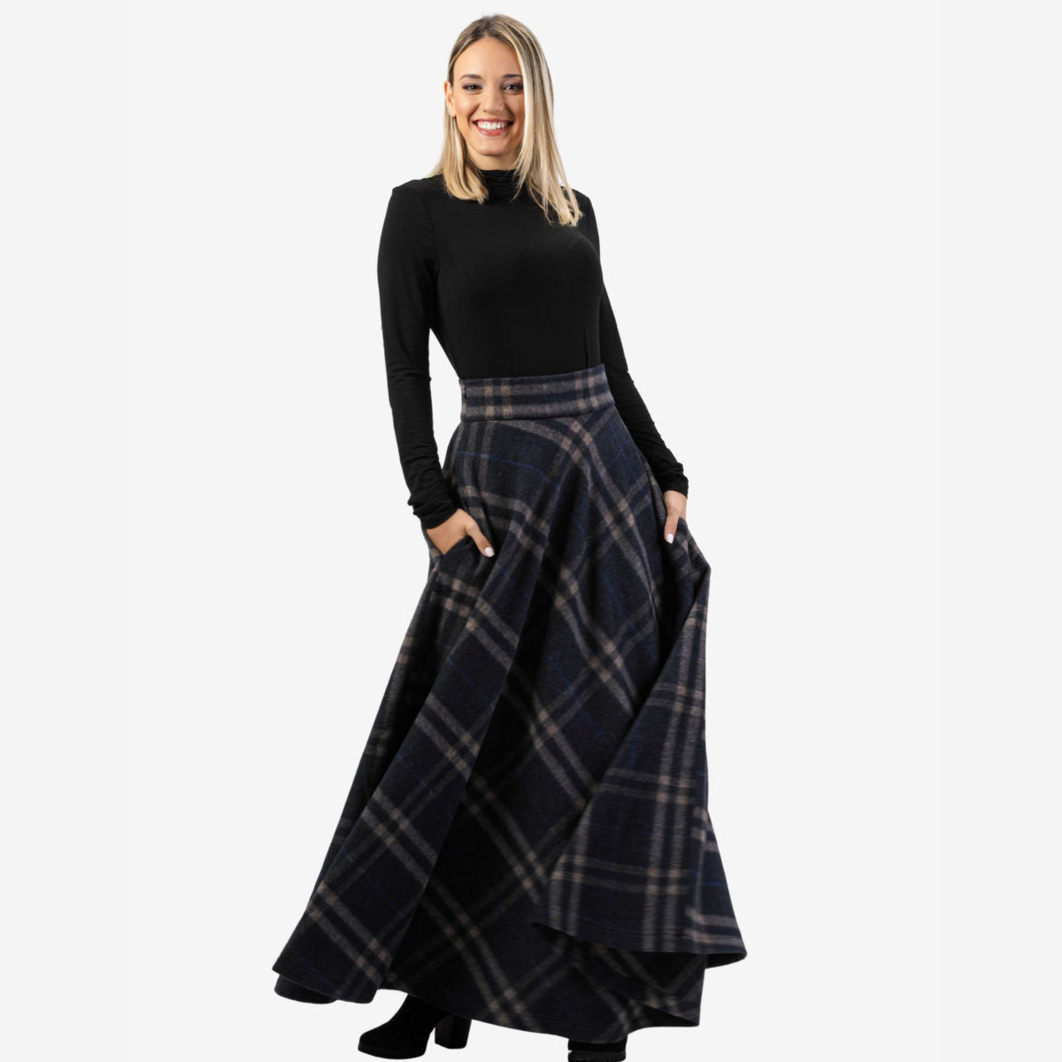 Magnolia Plaid High Waist Wool Skirt