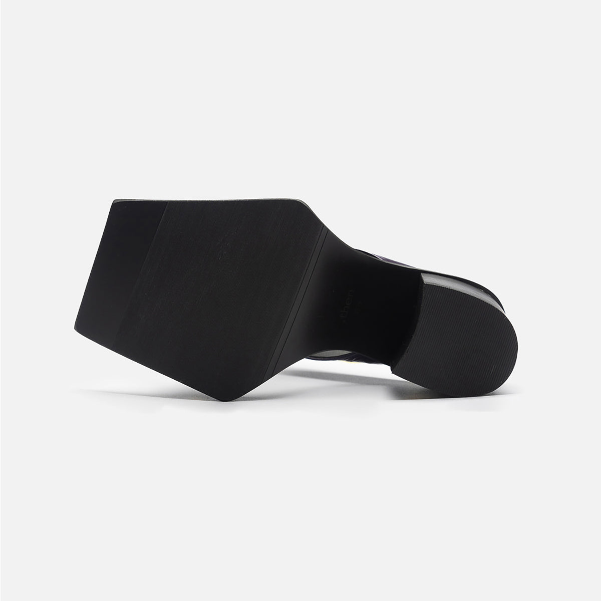 Black Block‑Heel Cutout 
Leather Mules