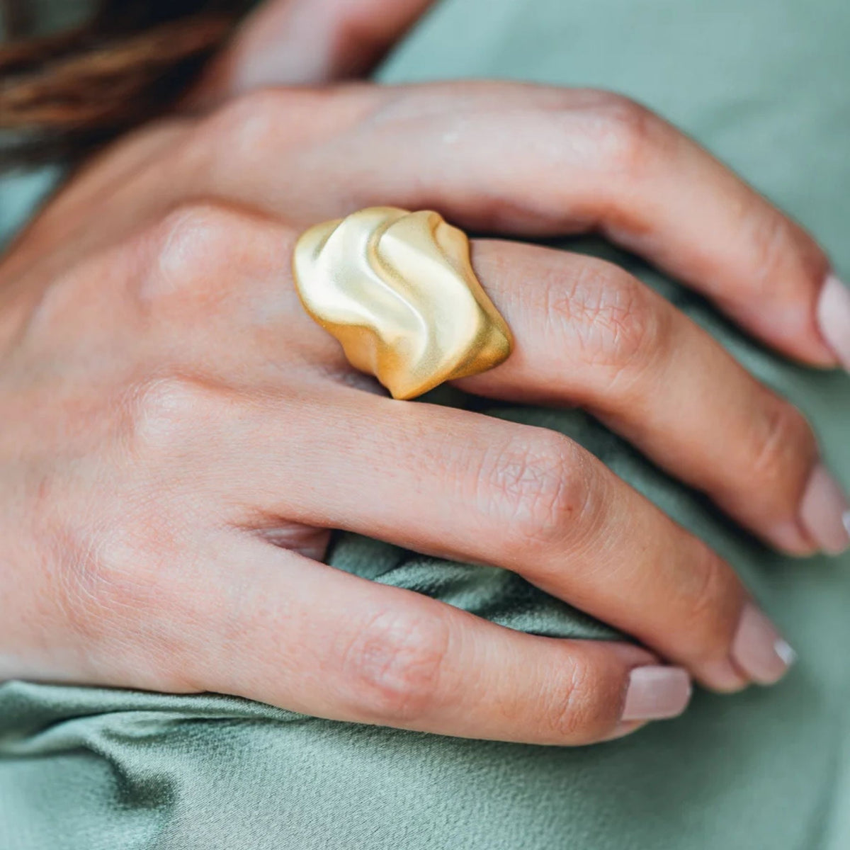 LINYA JEWELRY - Matte Hammered Big Ring, buy at DOORS NYC
