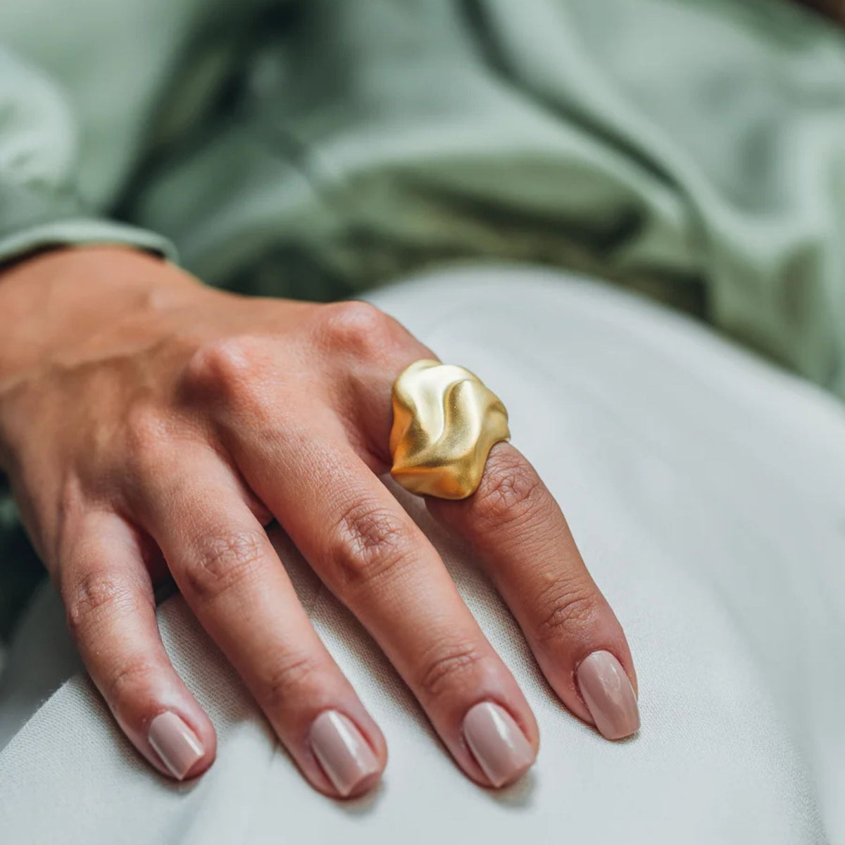 LINYA JEWELRY - Matte Hammered Big Ring, buy at DOORS NYC