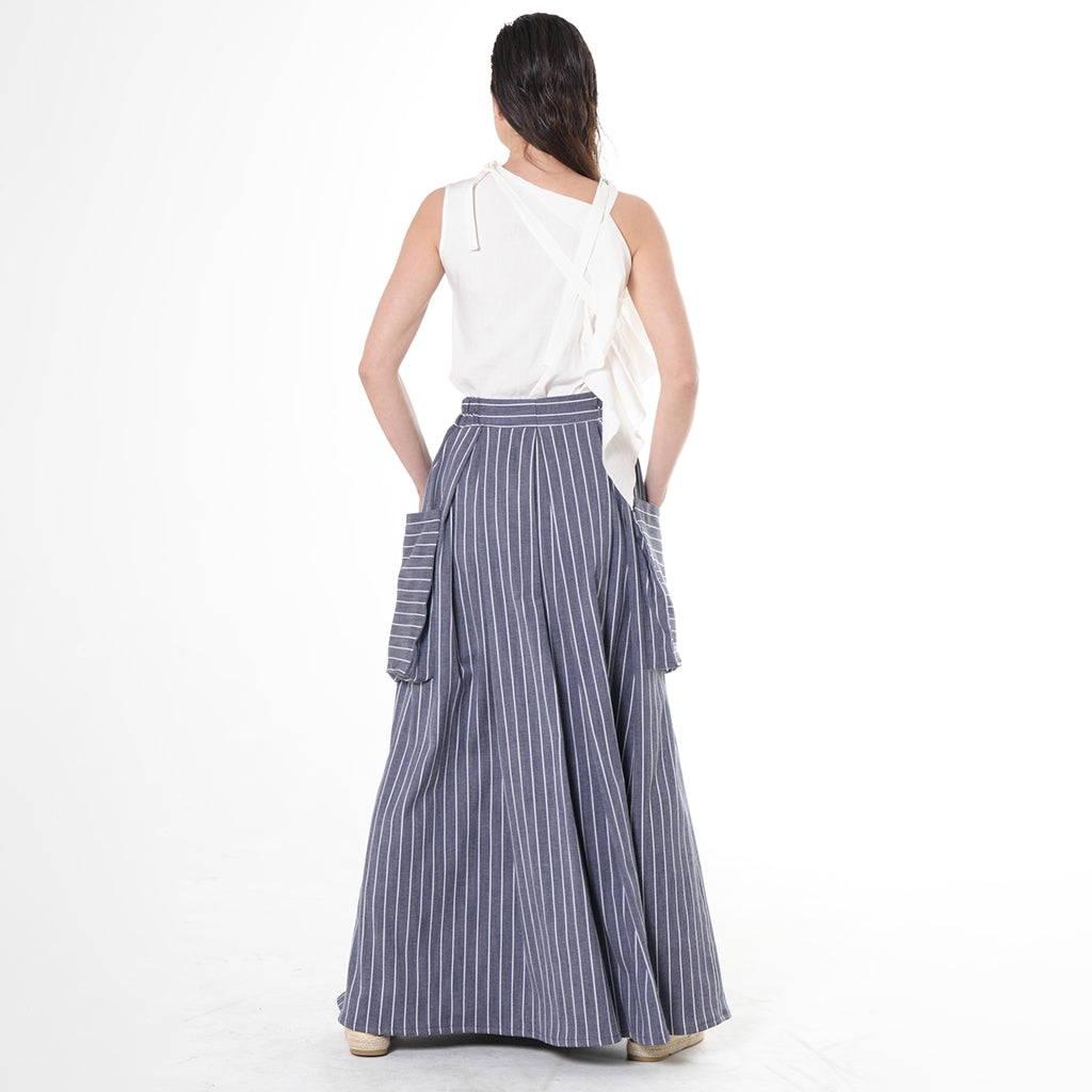 METAMORPHOZA - Maxi Striped Denim Skirt, buy at DOORS NYC