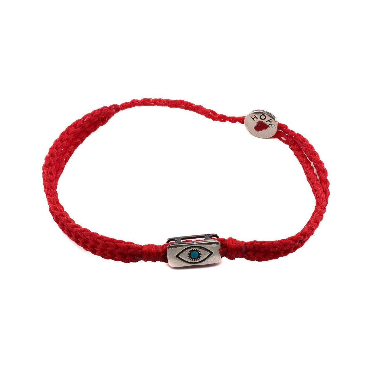 Handcrafted Men&#39;s Evil Eye Charm Bracelet with Sterling Silver and Red Rope