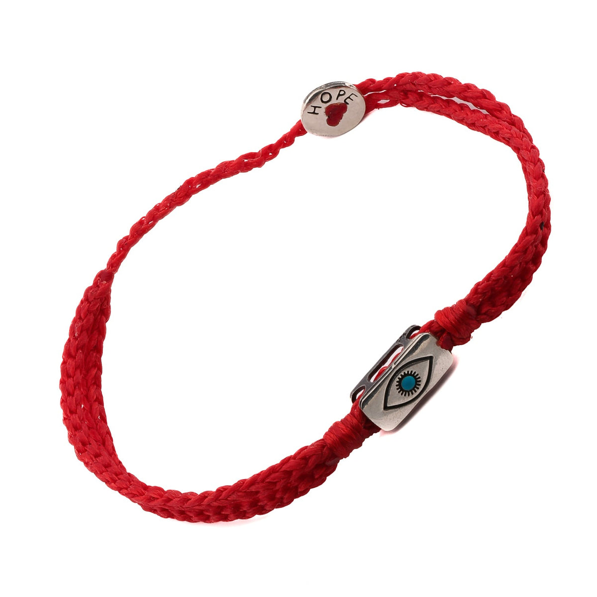 Men&#39;s Protective Evil Eye Bracelet with Sterling Silver Charm and Red Rope