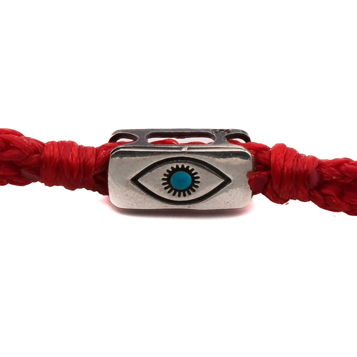 Unique Men&#39;s Evil Eye Charm Bracelet, Sterling Silver and Red Rope