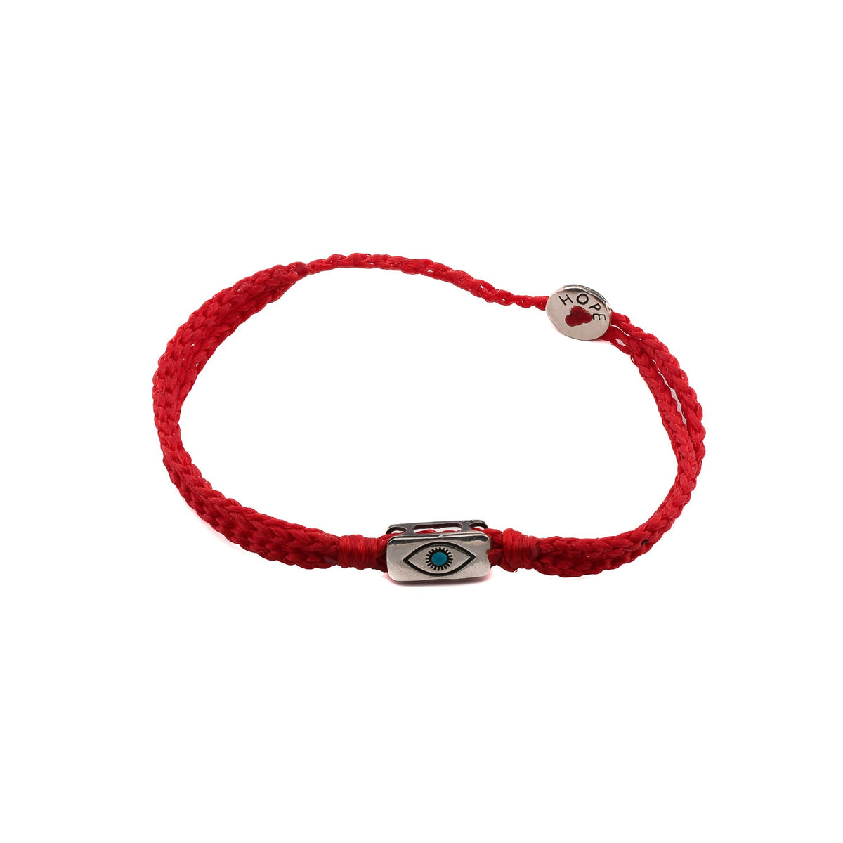 Men&#39;s Adjustable Evil Eye Bracelet with Sterling Silver Charm and Red Rope